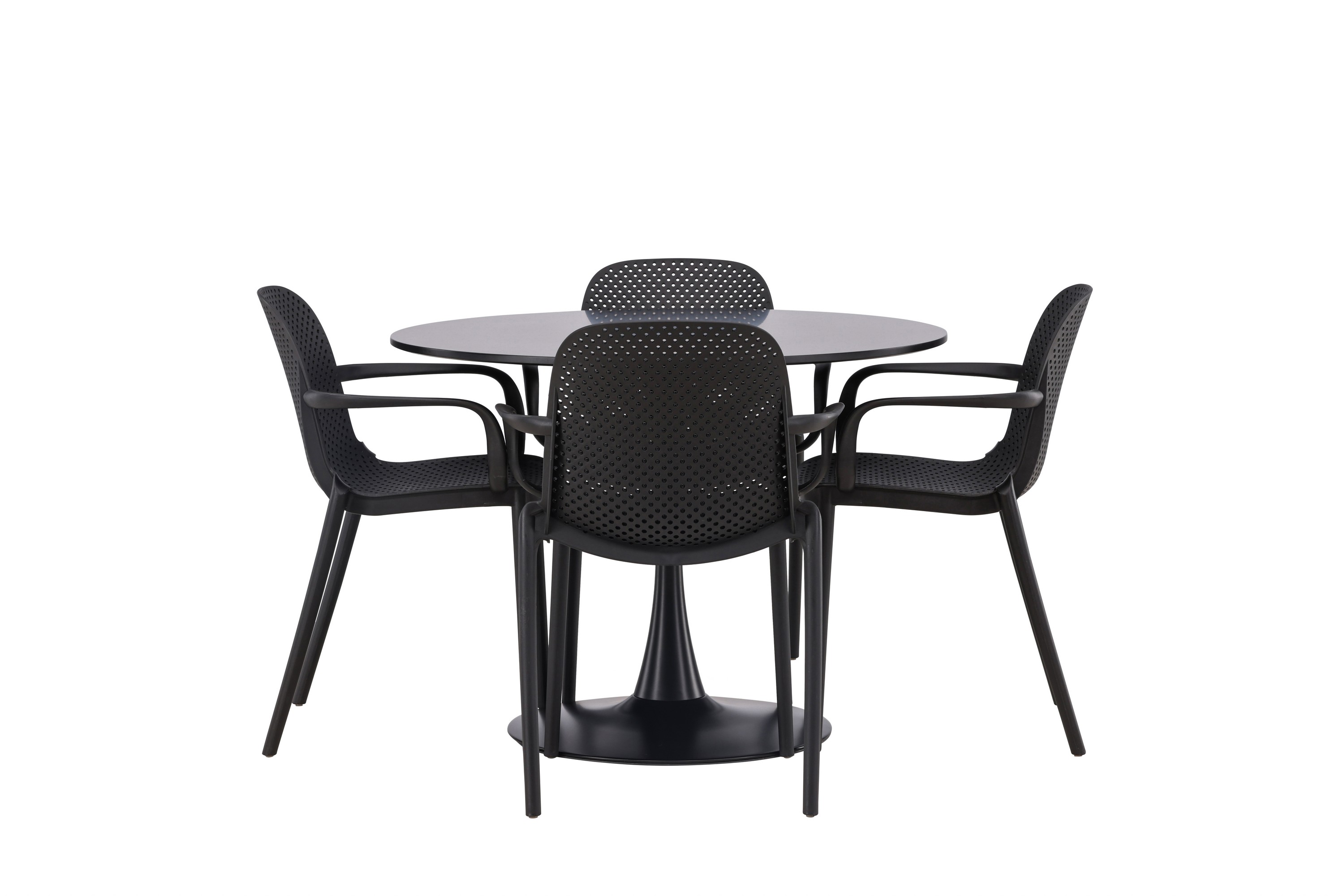 Glade Matgrupp 100 cm Rund med 4 Baltimore stolar Svart
