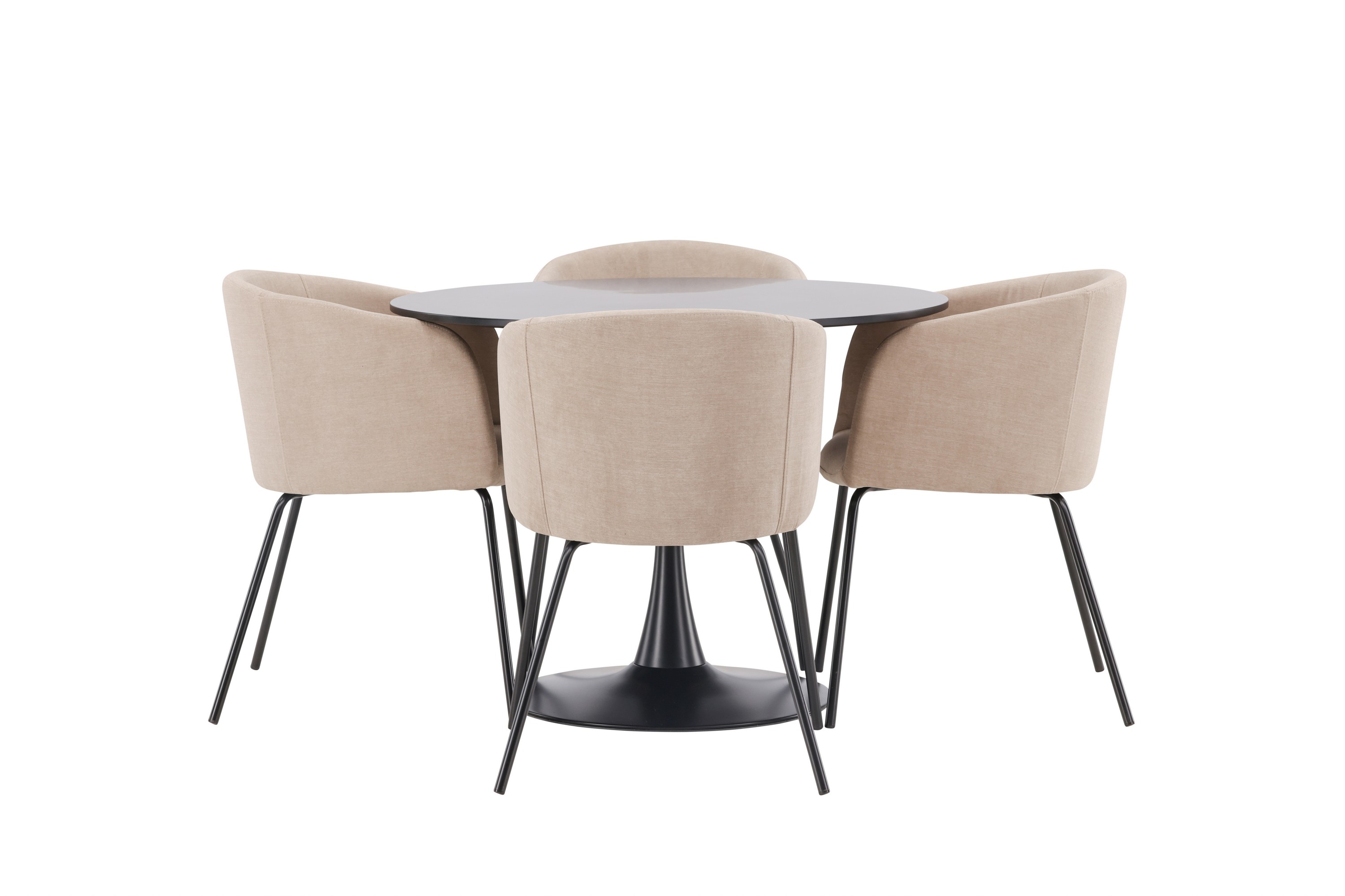 Glade Matgrupp 100 cm Rund med 4 Berit stolar Beige