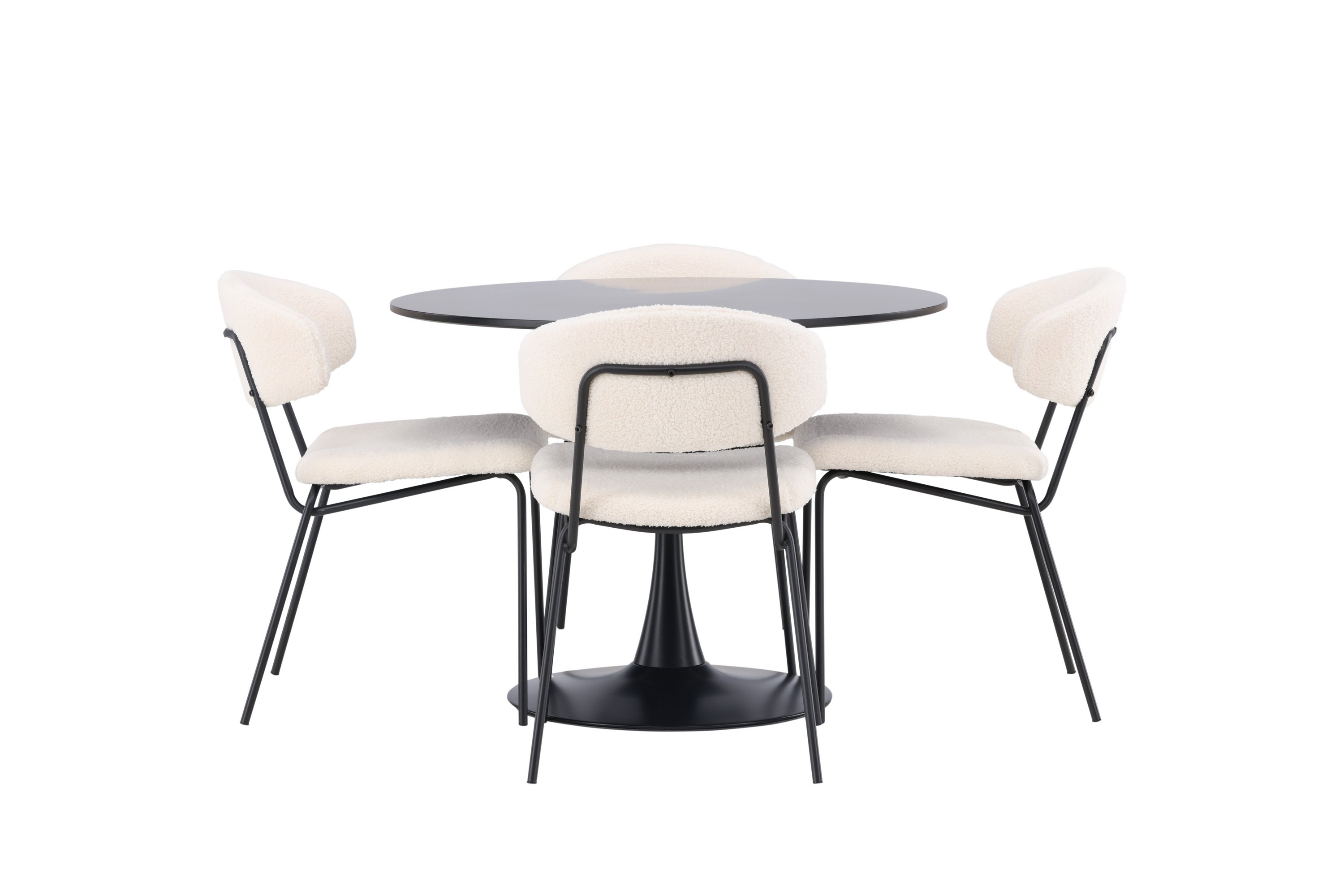 Glade Matgrupp 100 cm Rund med 4 Chico Stolar Svart