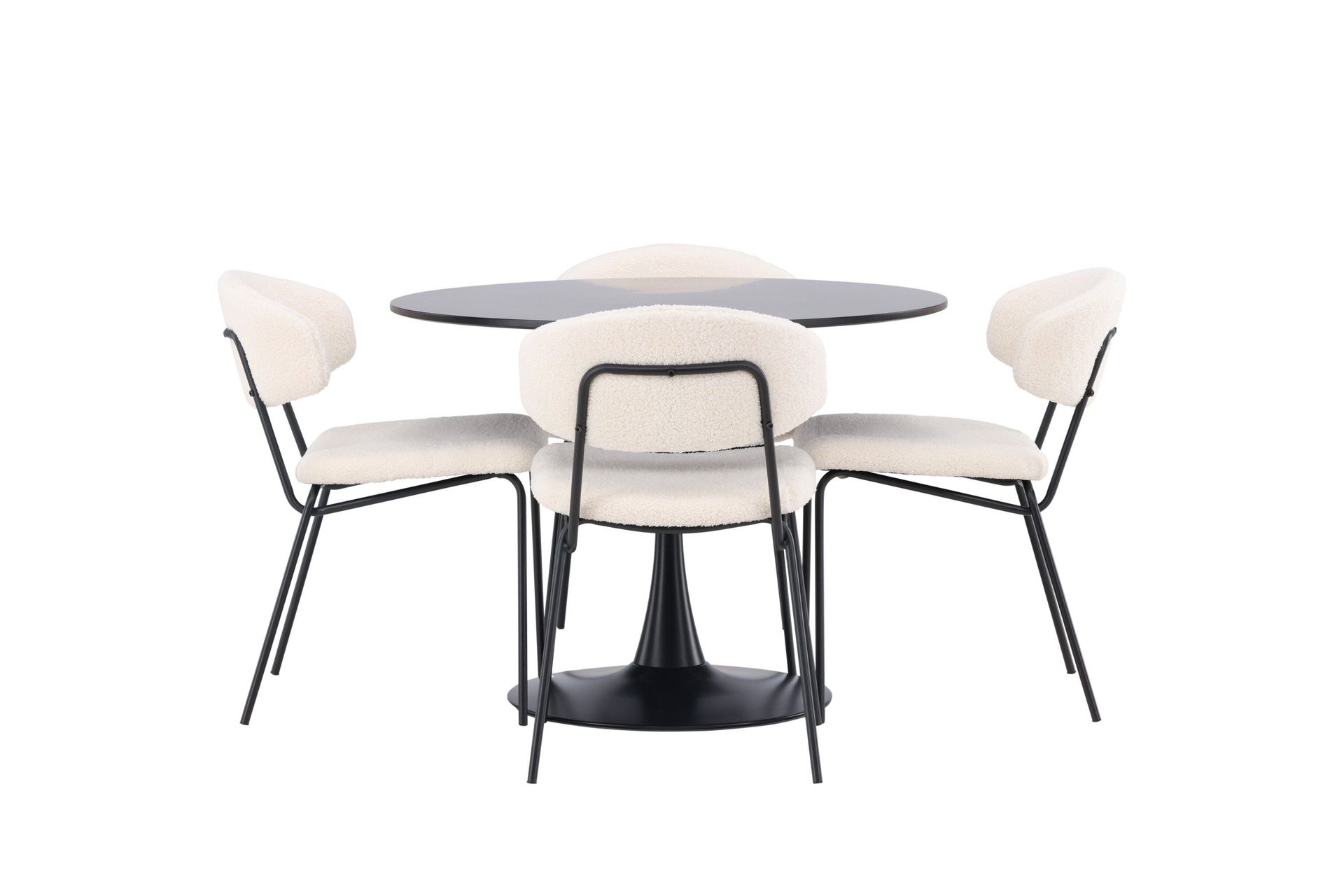 Glade Matgrupp 100 cm Rund med 4 Chico Stolar - Svart