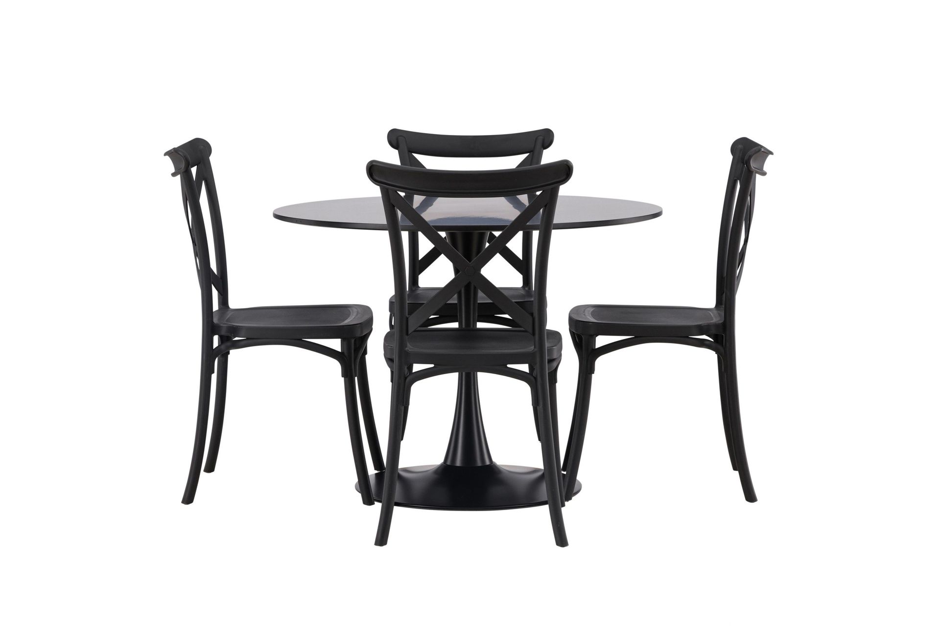 Glade Matgrupp 100 cm Rund med 4 Crosett stolar - Svart