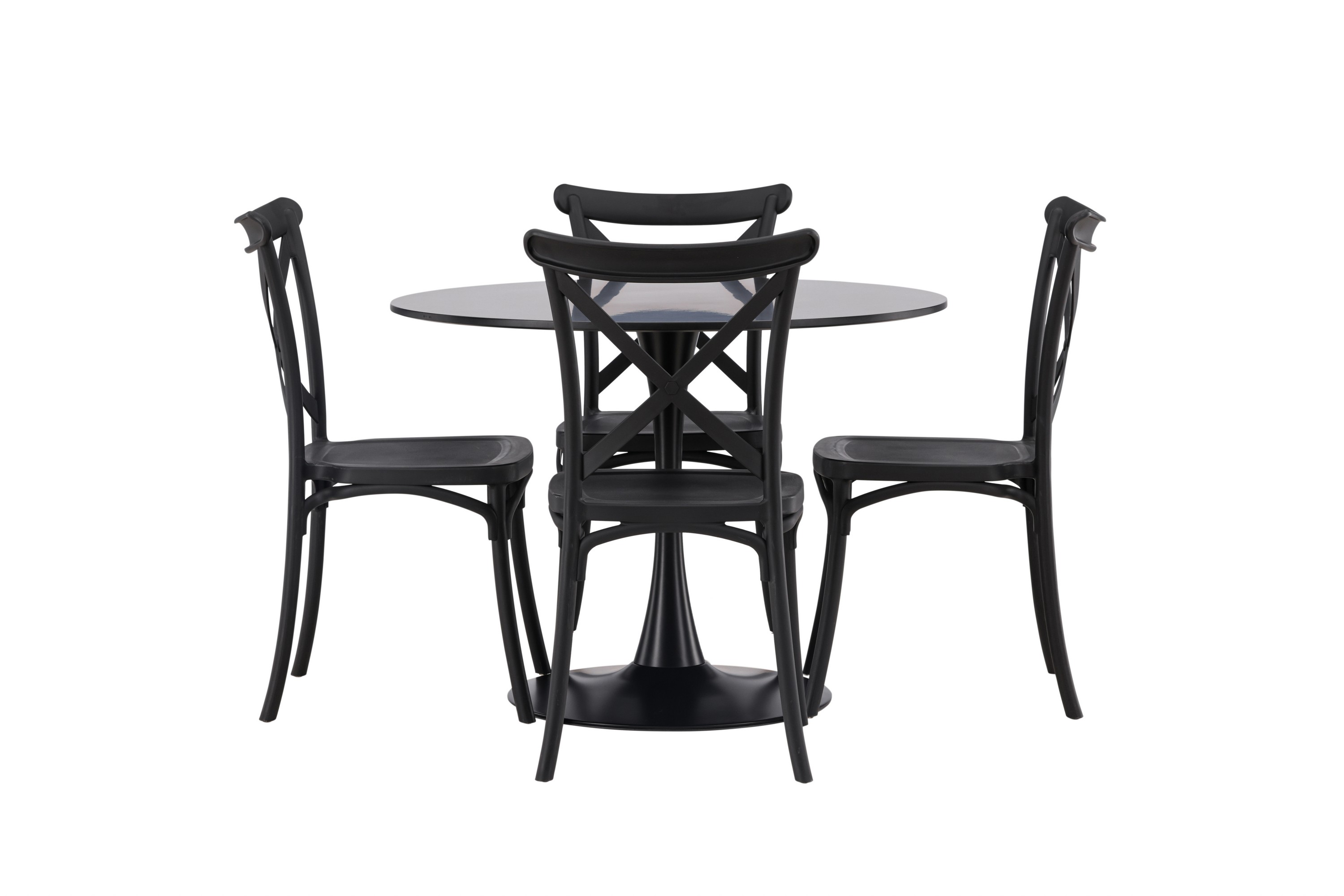 Glade Matgrupp 100 cm Rund med 4 Crosett stolar Svart