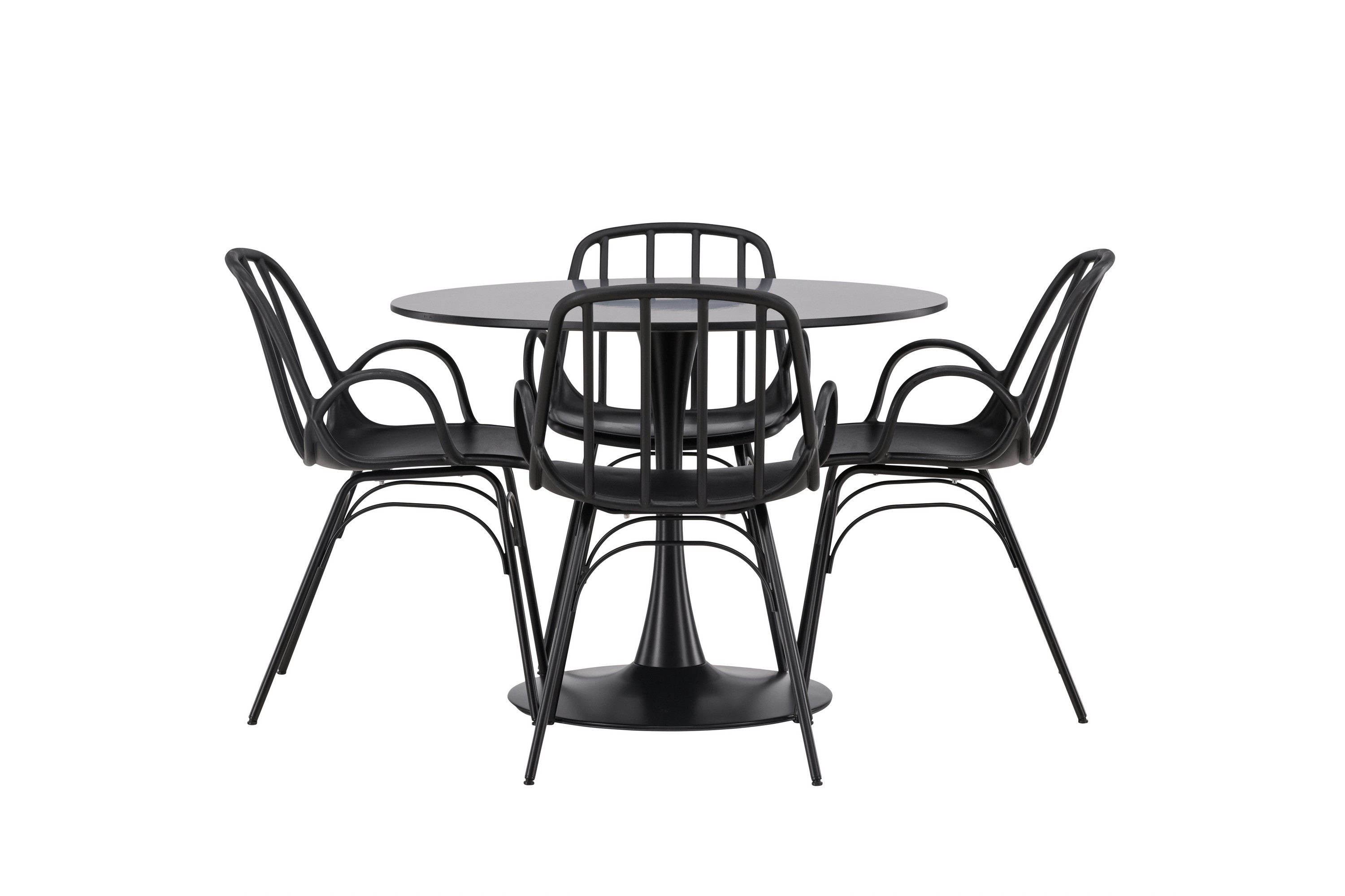 glade matgrupp 100 cm rund med 4 dyrön stolar - svart