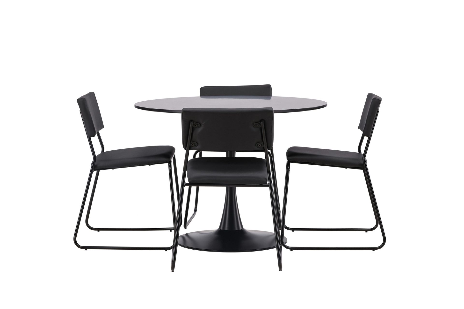 glade matgrupp 100 cm rund med 4 kenth stolar - svart