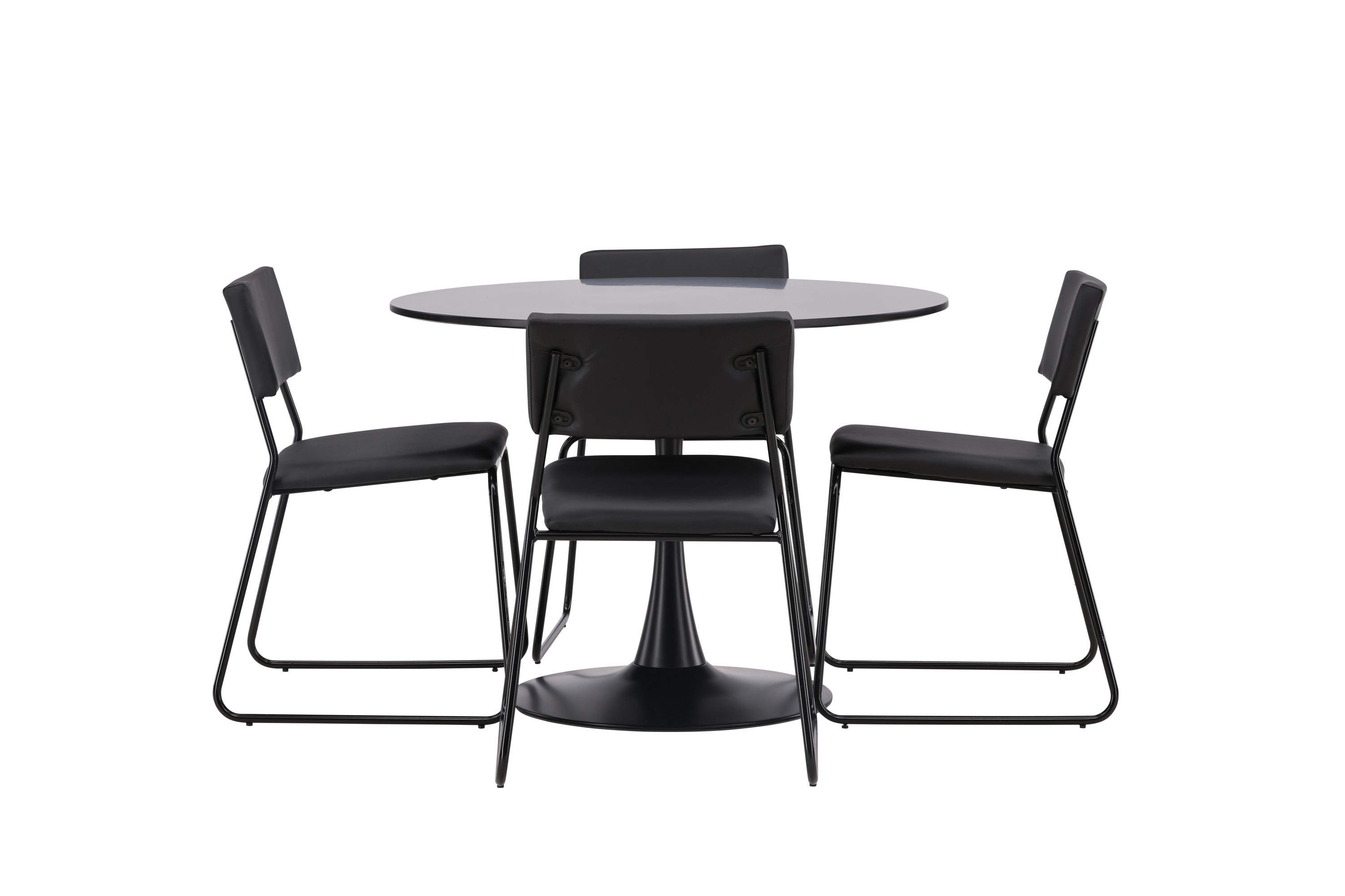 Glade Matgrupp 100 cm Rund med 4 Kenth Stolar Svart
