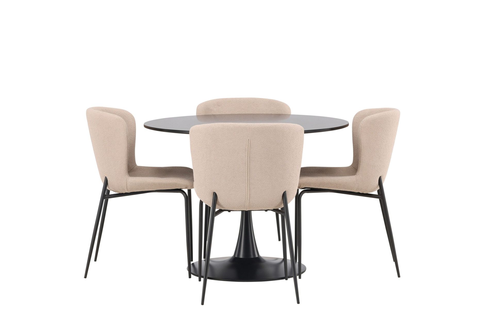 Glade Matgrupp 100 cm Rund med 4 Modesto stolar - Beige