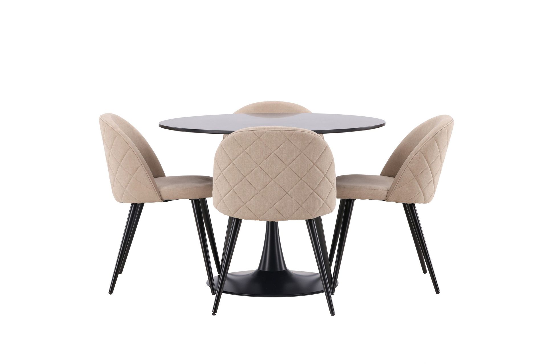 Glade Matgrupp 100 cm Rund med 4 Velvet stolar - Beige