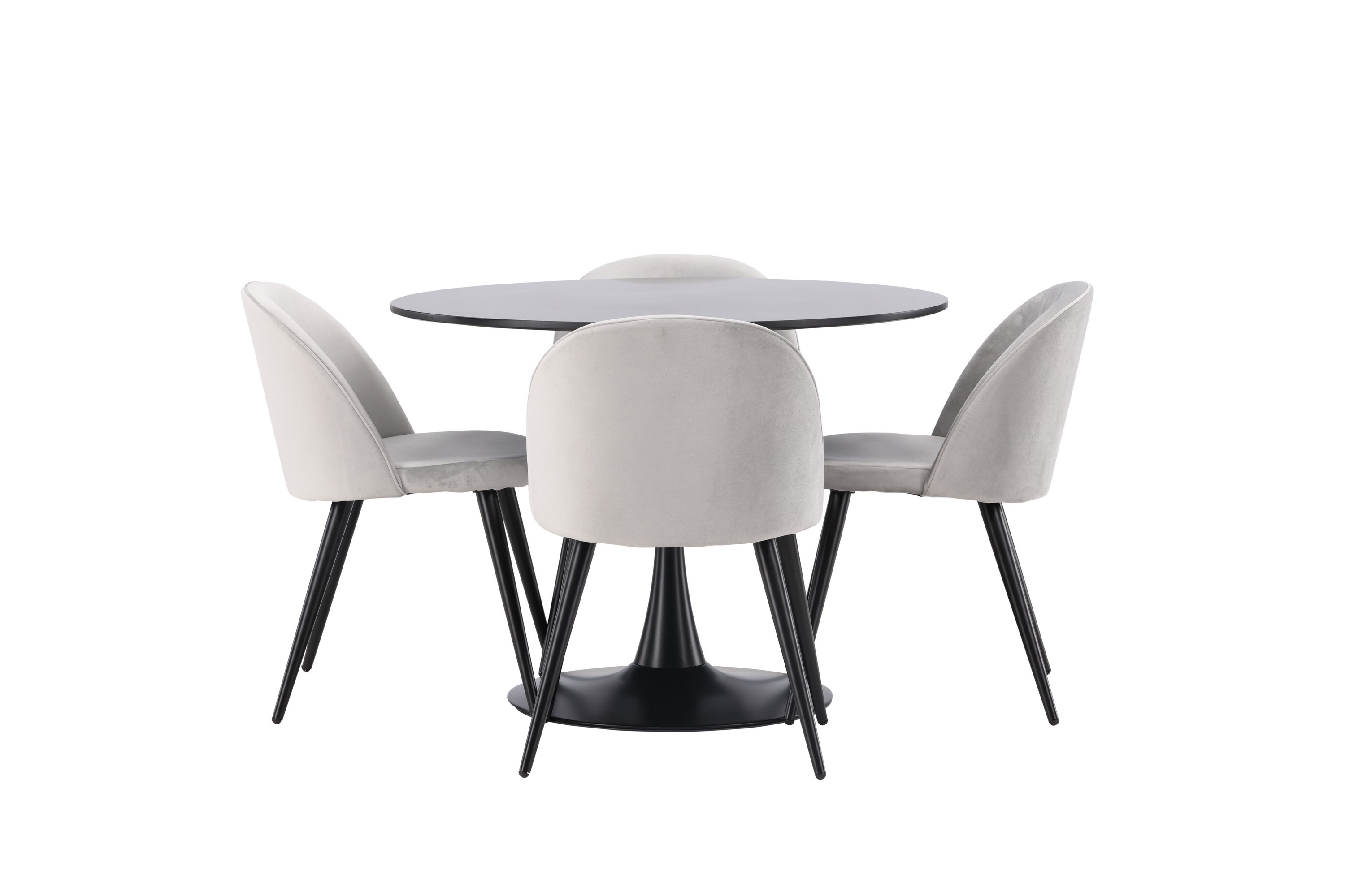 Glade Matgrupp 100 cm Rund med 4 Velvet stolar Svart
