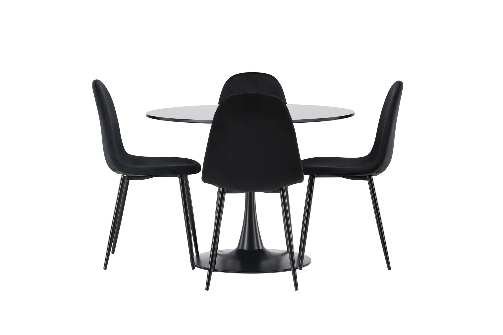 Glade Matgrupp 100 cm Rund med 4 Polar stolar - Svart