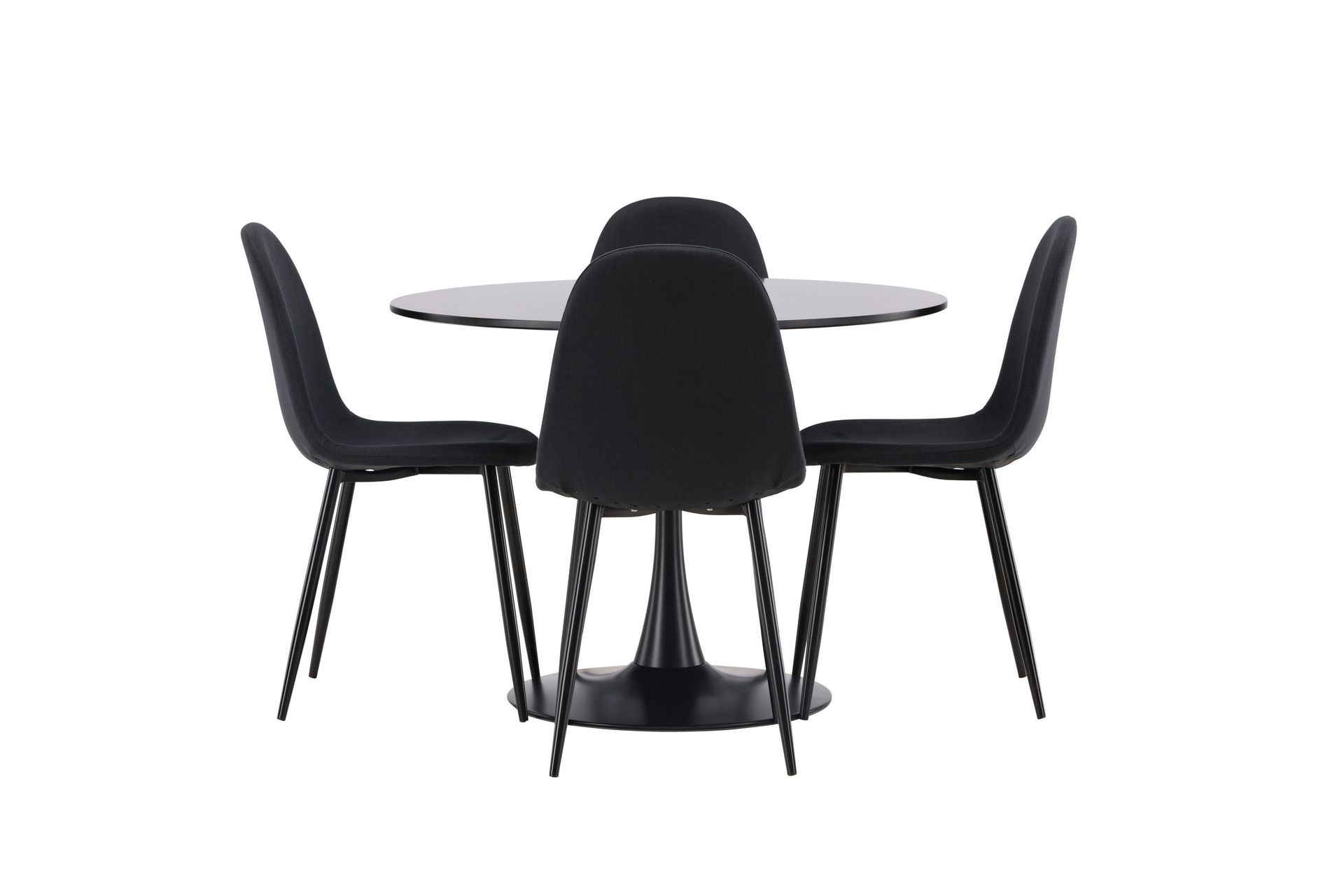 Glade Matgrupp 100 cm Rund med 4 Polar stolar - Svart