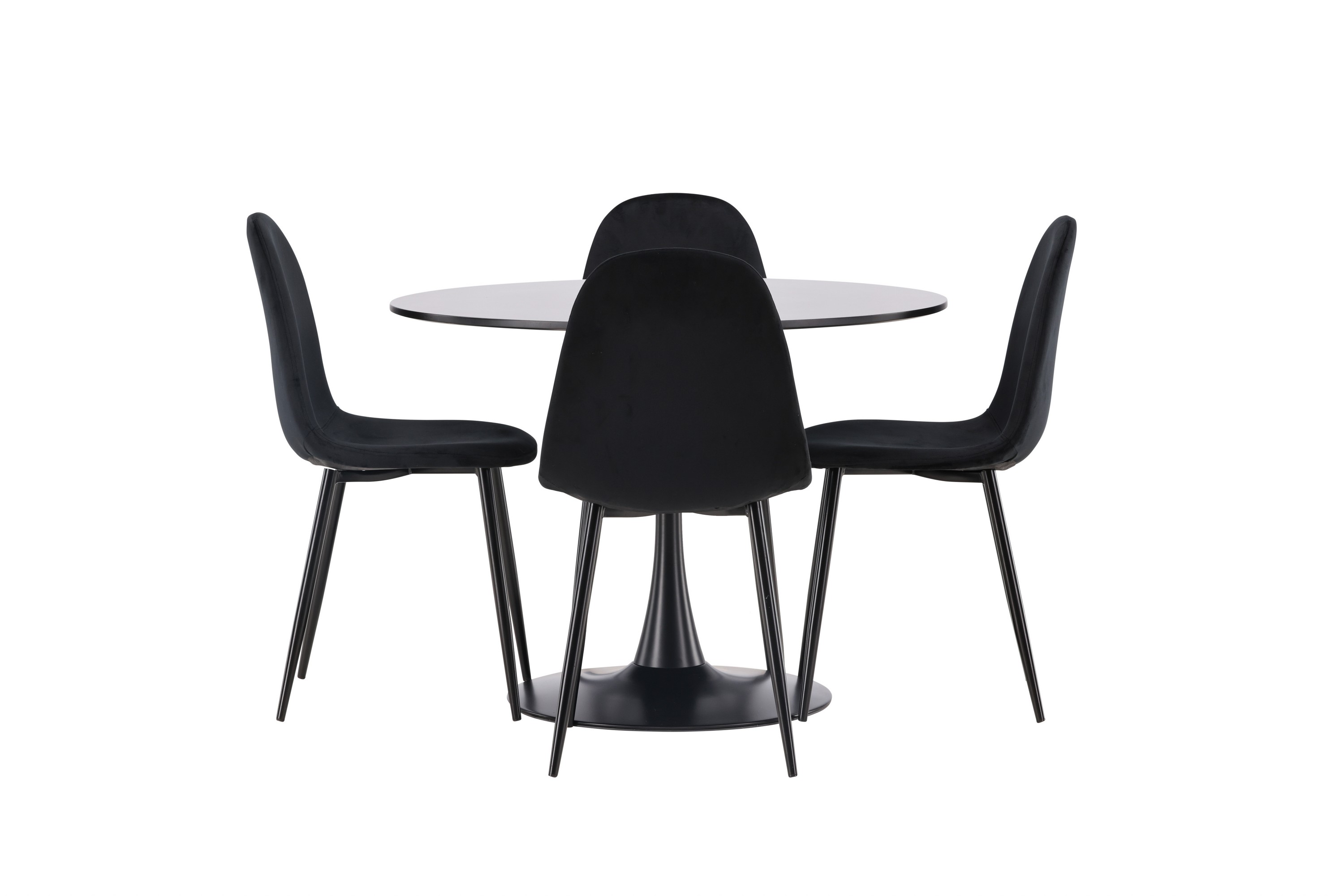 Glade Matgrupp 100 cm Rund med 4 Polar stolar Svart