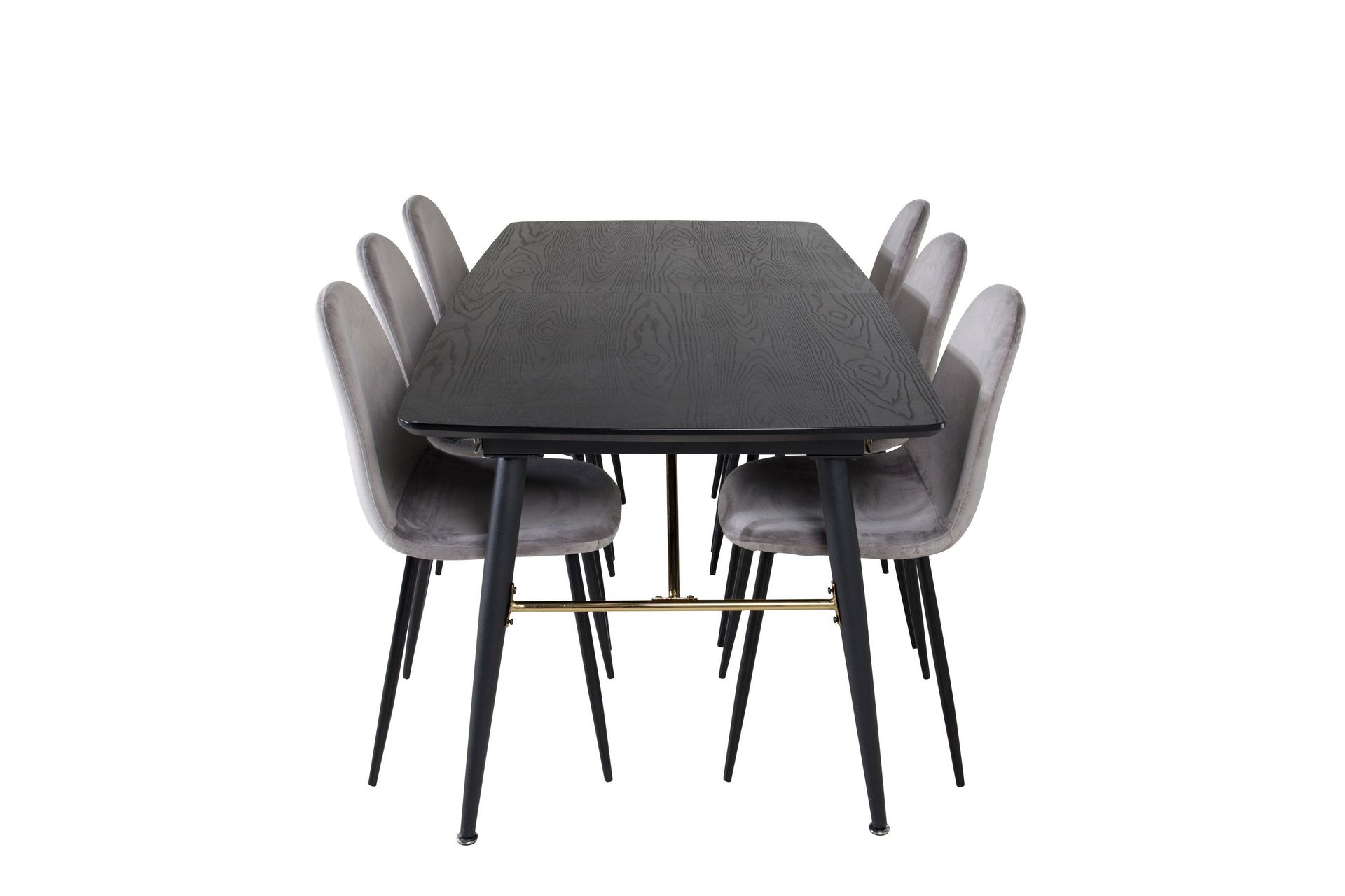 Gold Matgrupp F&ouml;rl&auml;ngningsbar 180-220 cm Rektangul&auml;r med 6 Polar stolar - Svart/Guld