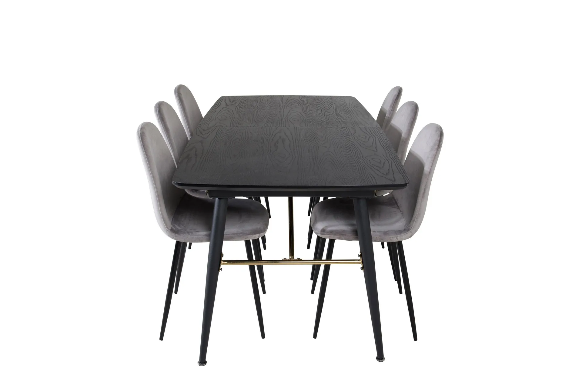 Gold Matgrupp F&ouml;rl&auml;ngningsbar 180-220 cm Rektangul&auml;r med 6 Polar stolar - Svart/Guld