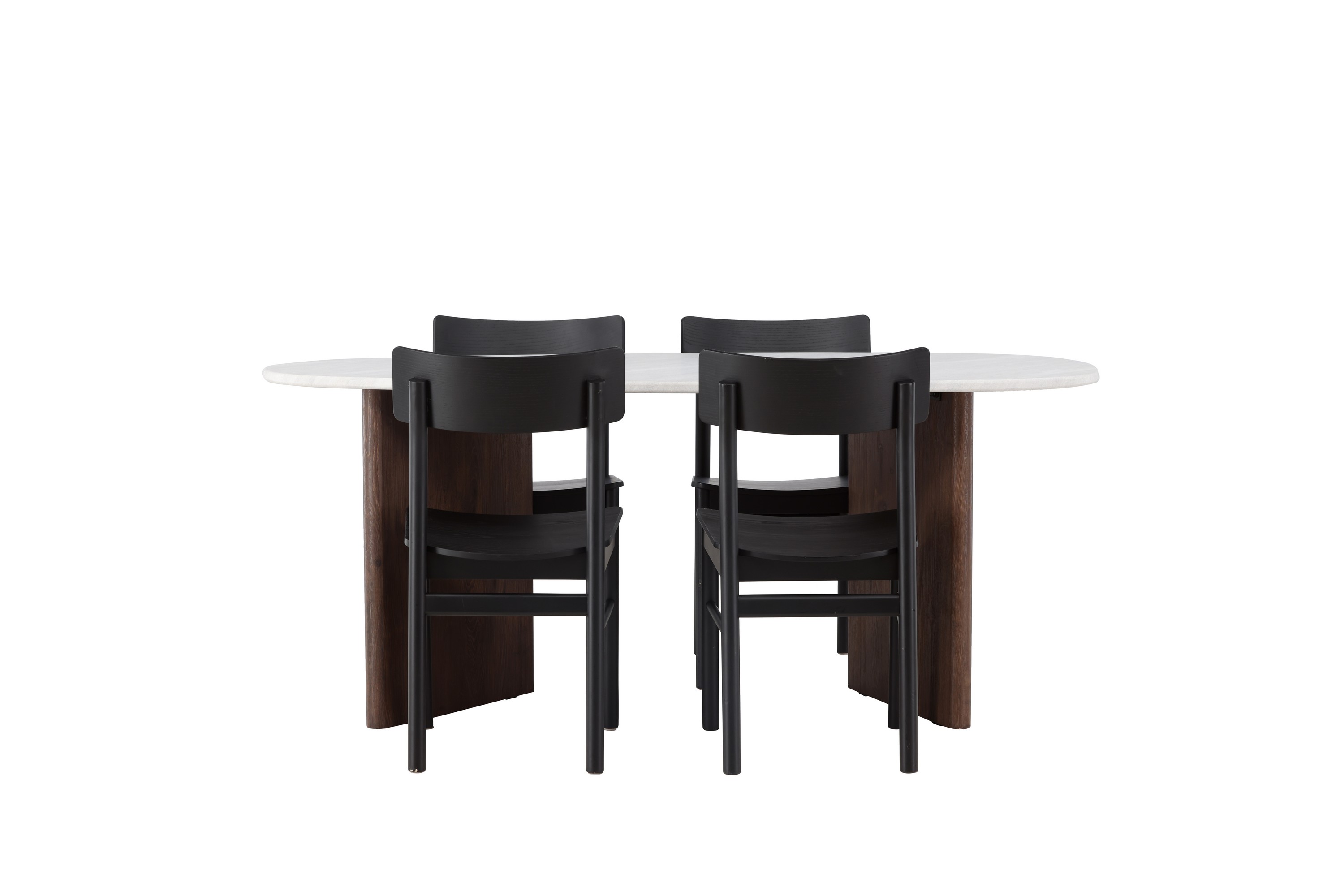 grönvik matgrupp 180 cm oval med 4 montros stolar - mocca