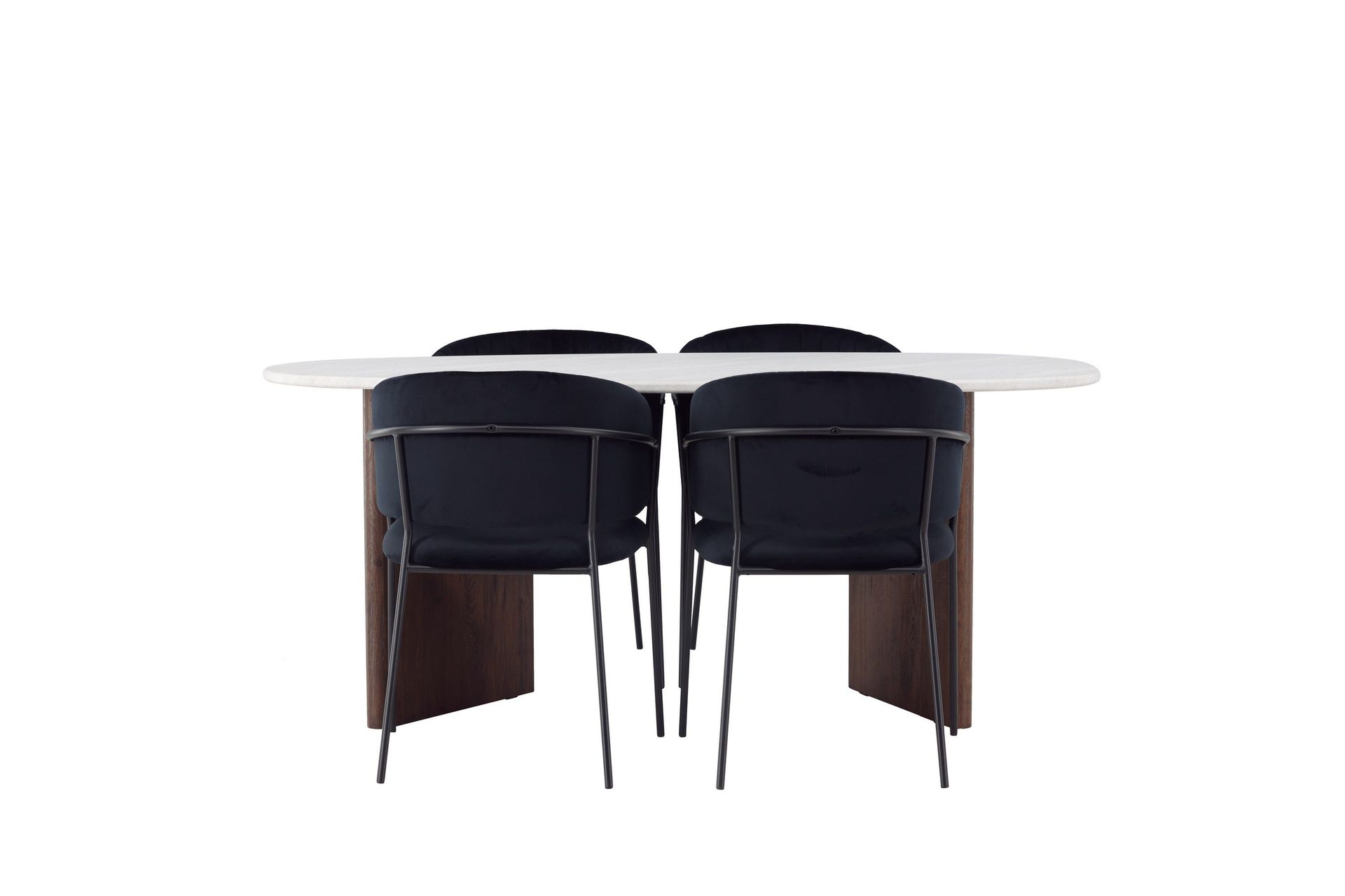 Gr&ouml;nvik Matgrupp 180 cm Oval med 4 Selma Stolar - Mocca