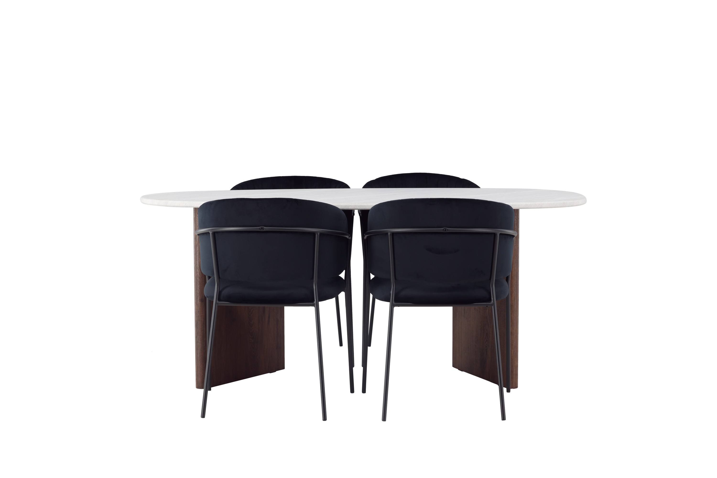 Grönvik Matgrupp 180 cm Oval med 4 Selma Stolar Mocca