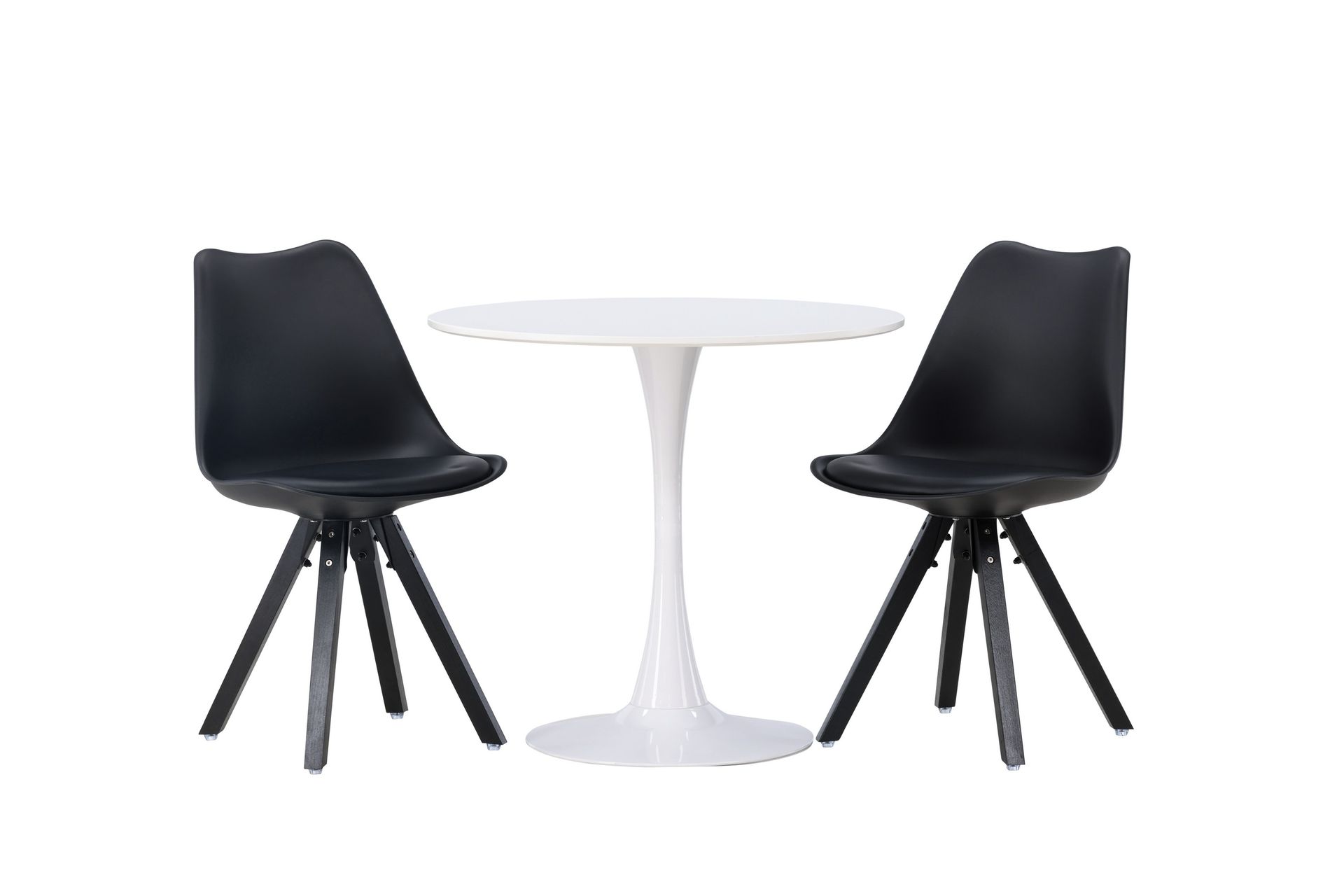 Hamden Matgrupp  80 cm Rund med 2 Zeno stolar - Svart