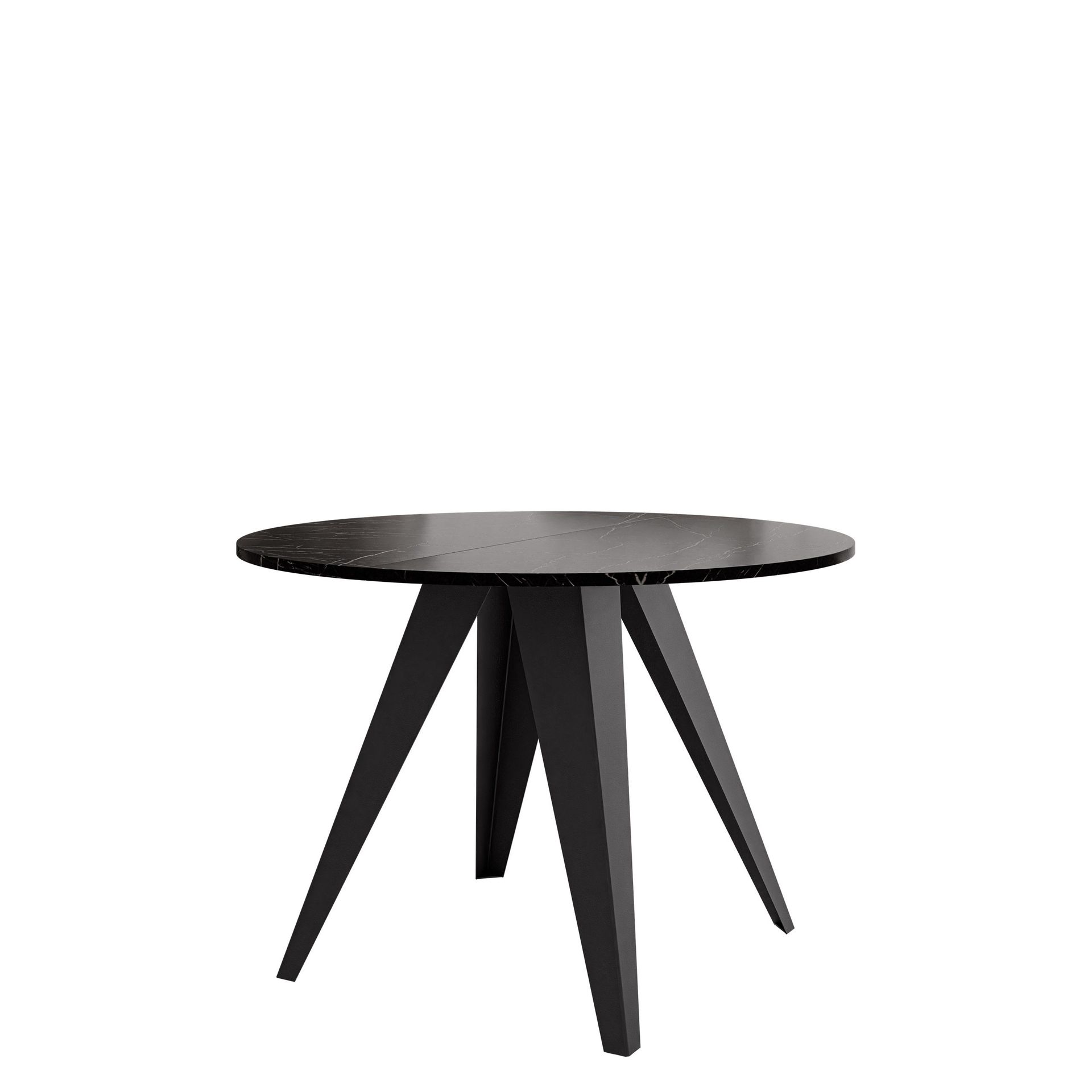 Hoban Matbord rund f&ouml;rl&auml;ngningsbart 100-138 cm - Svart (svart marmorskiva)