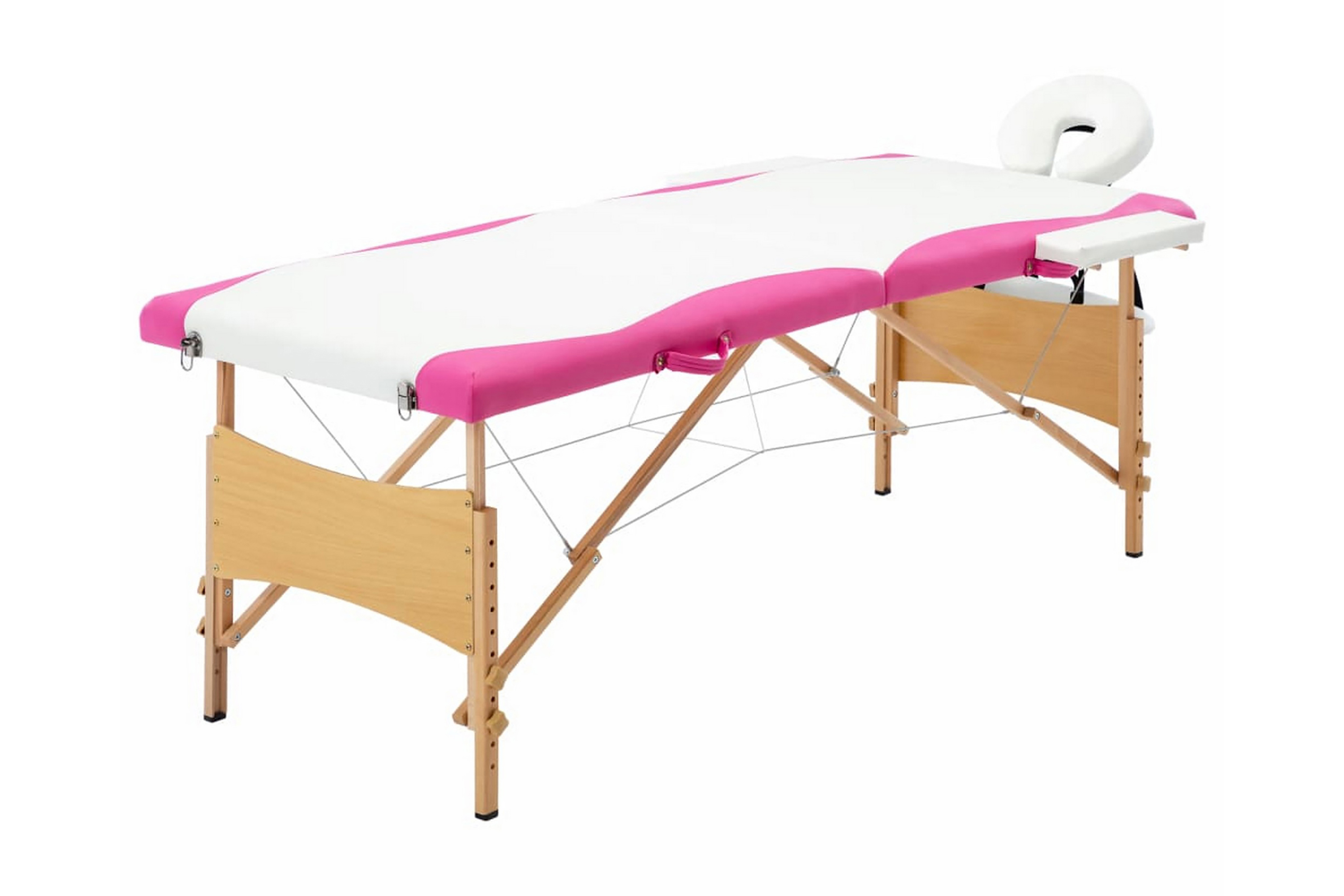 Hopfällbar massagebänk 2 sektioner trä vit och rosa - Vit 110210