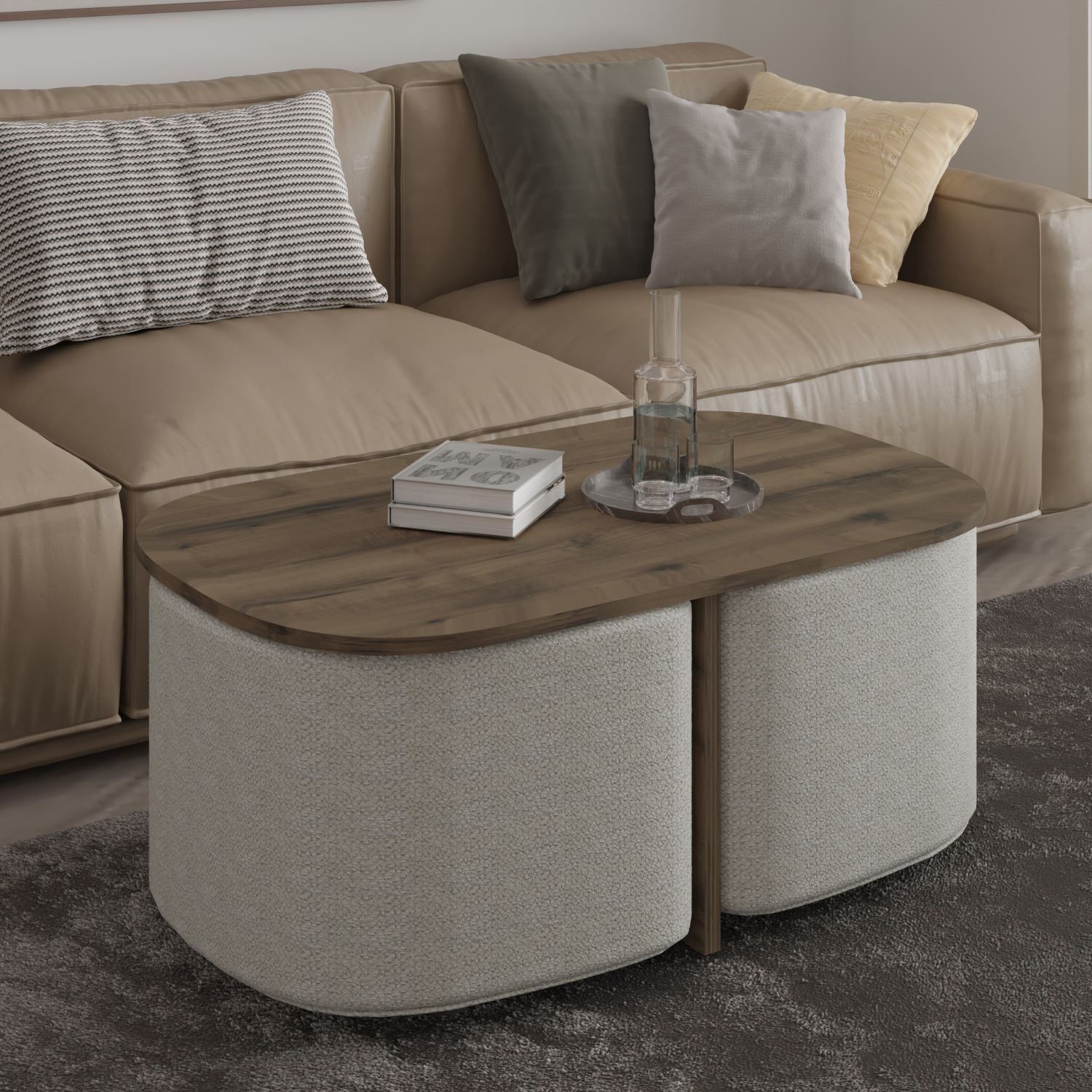 Hu Soffbordsset 90x42,9x45 cm - Antik valnöt