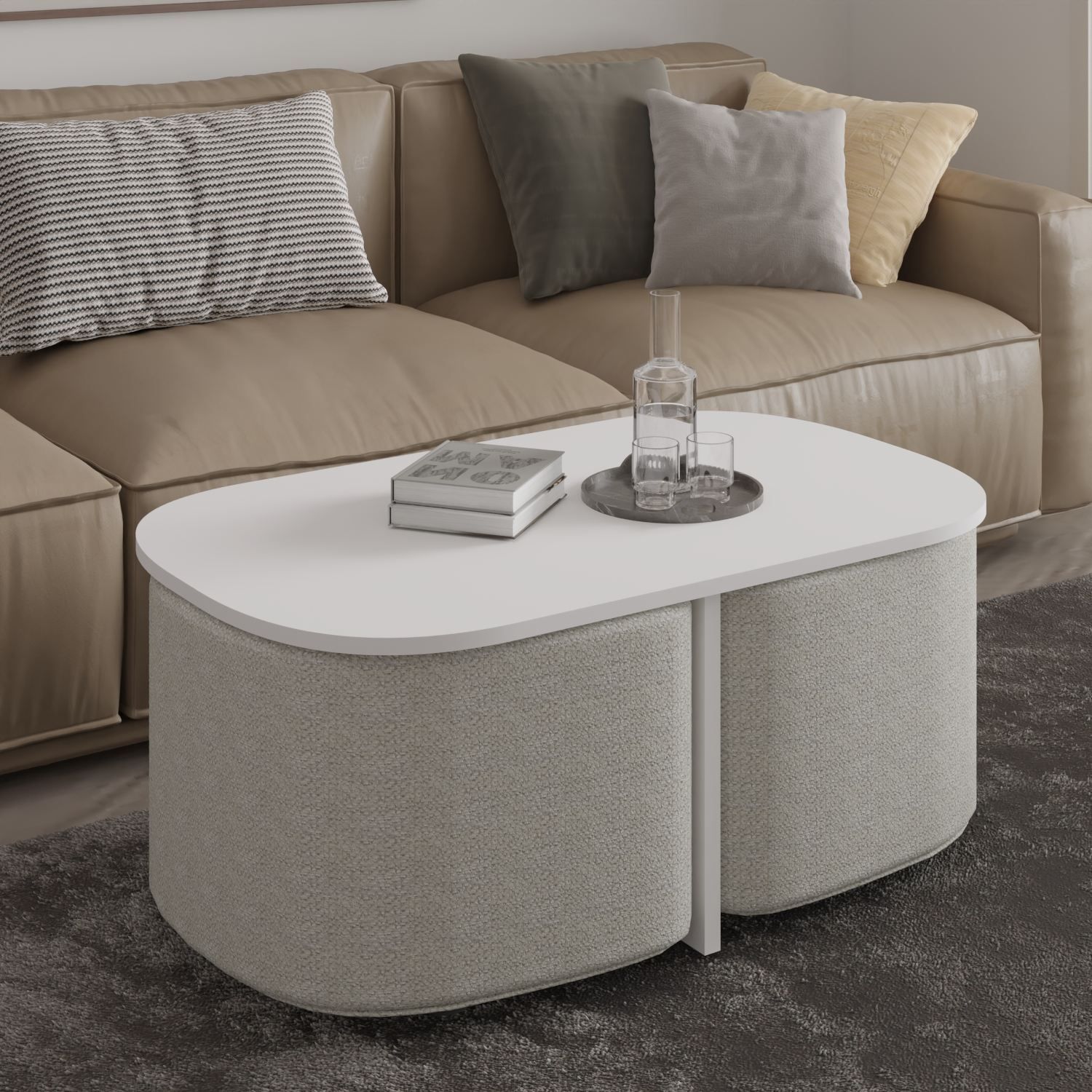 Hu Soffbordsset 90x42,9x45 cm - Vit