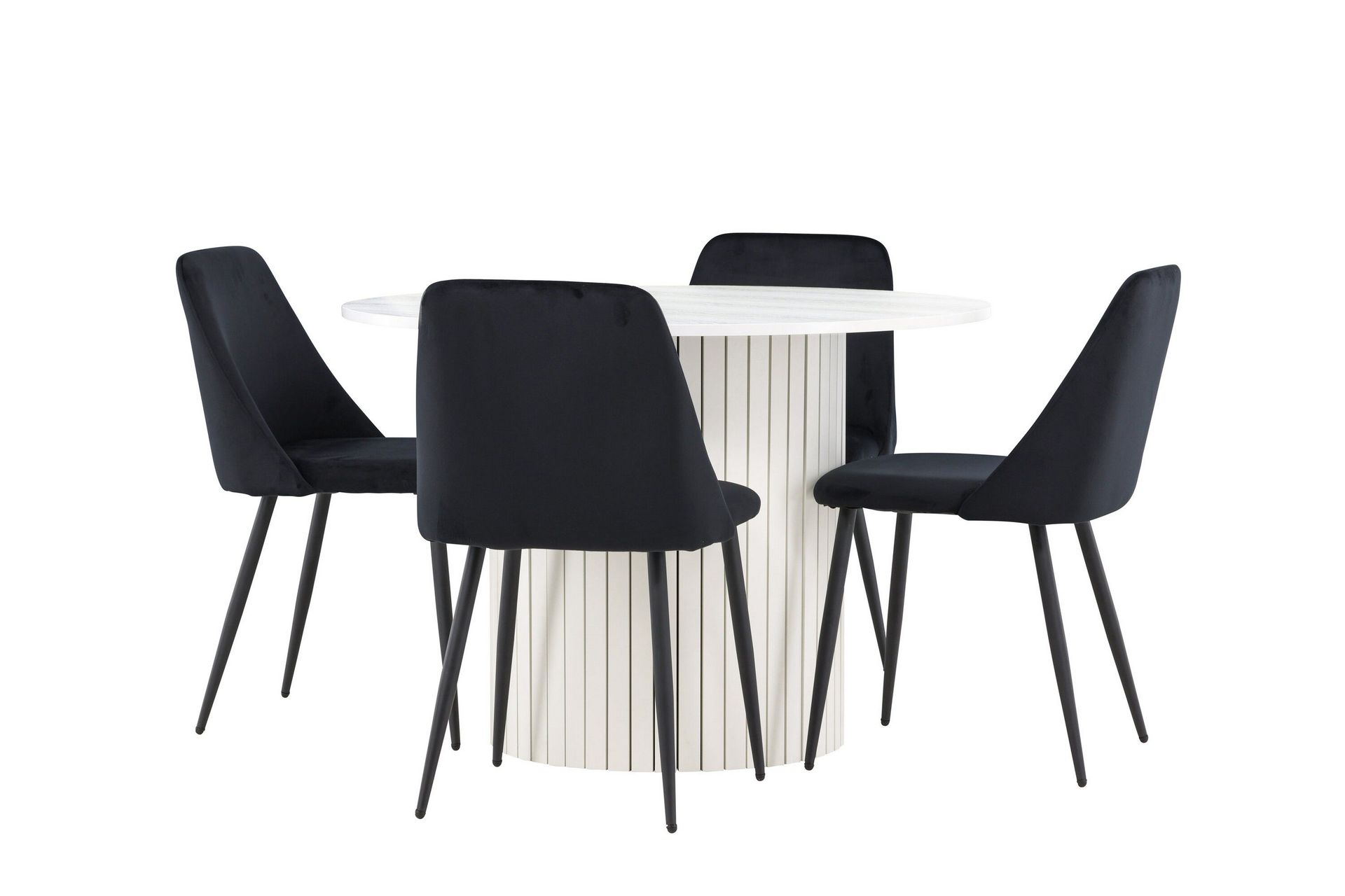 H&auml;r&ouml;n Matgrupp 110 cm Rund med 4 Night stolar - Vit/Svart