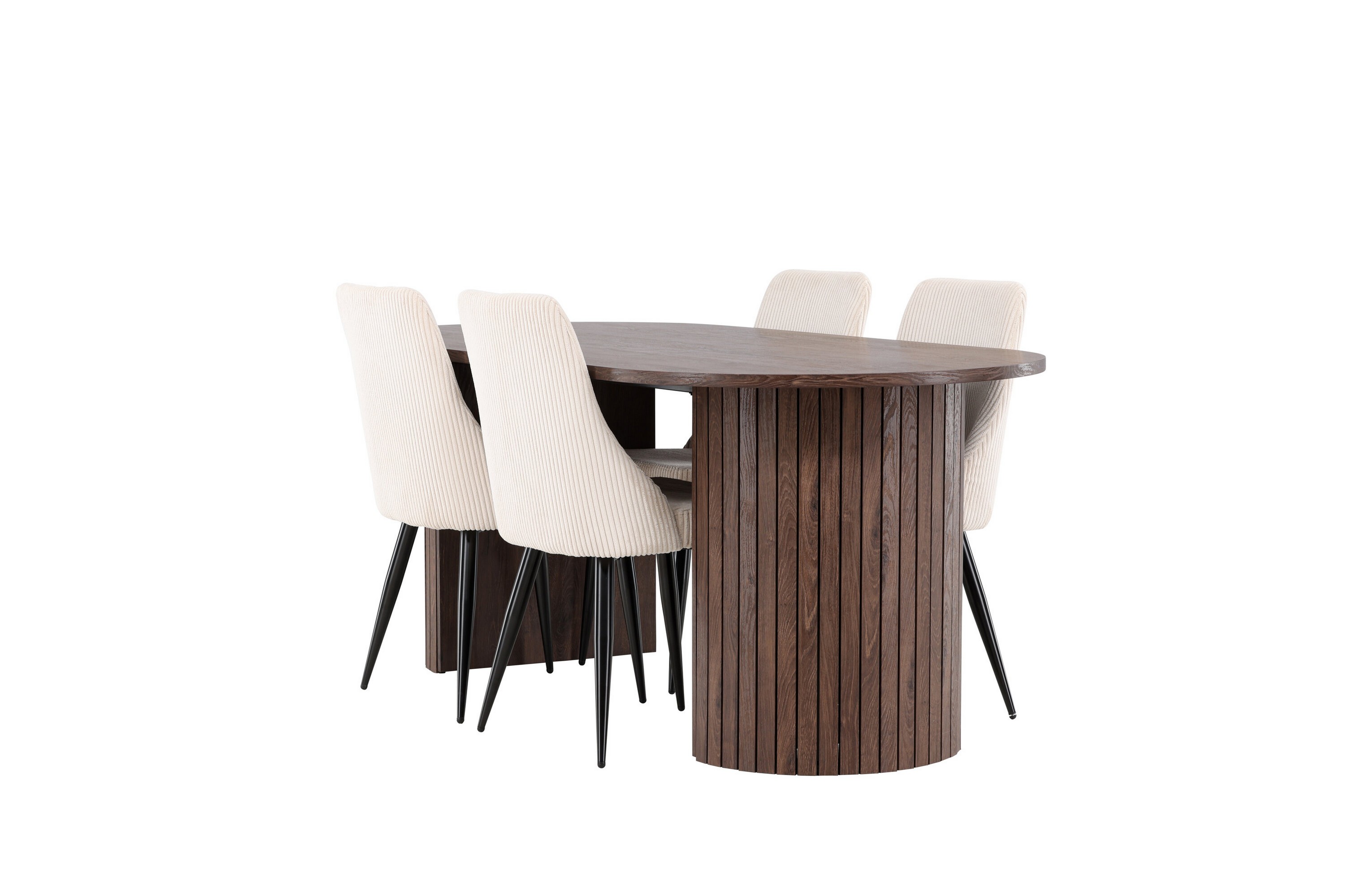 Härön Matgrupp 200 cm Oval med 4 Leone stolar Mocca/Beige