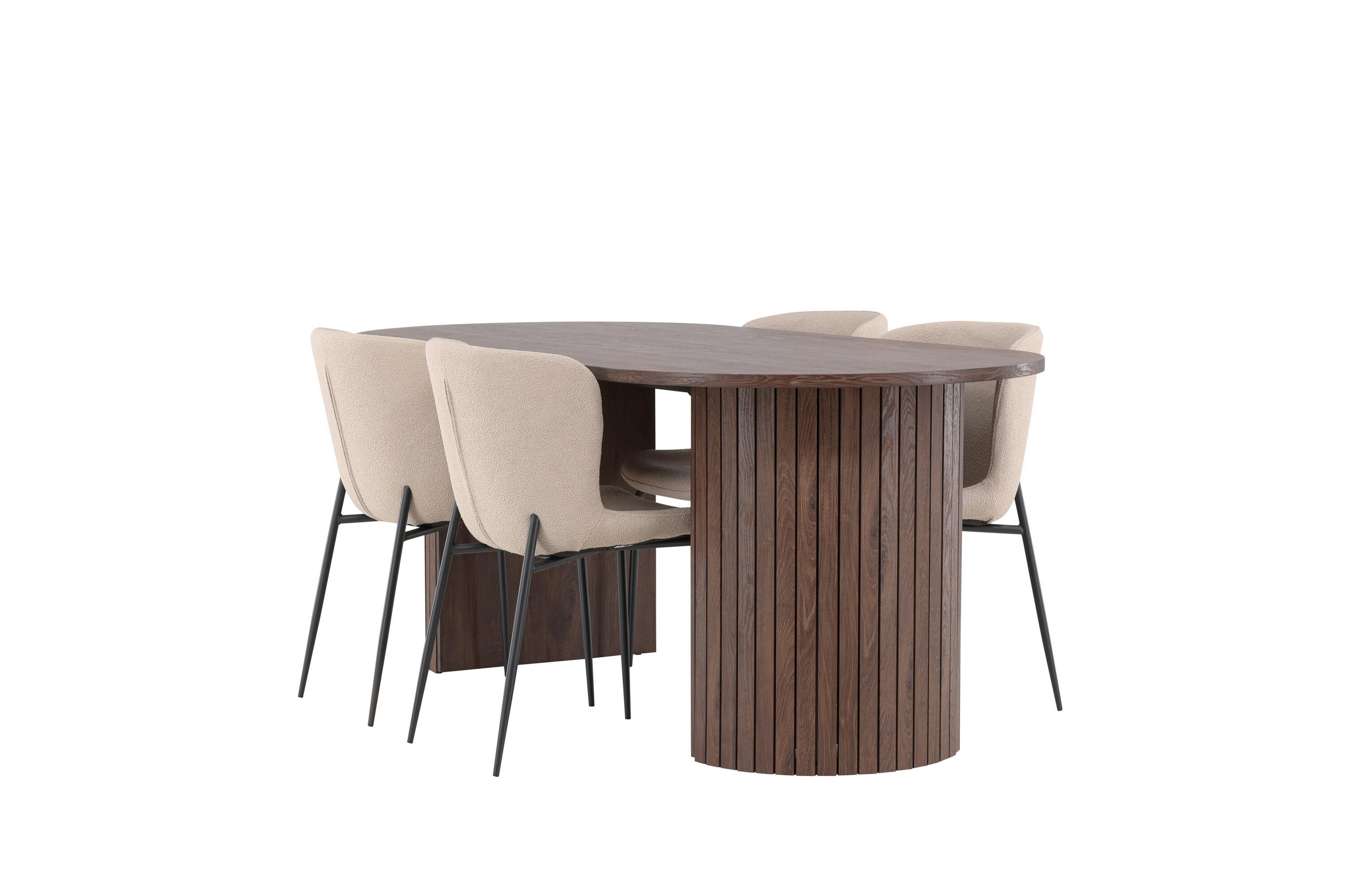 Härön Matgrupp 200 cm Oval med 4 Modesto stolar Mocca/Beige