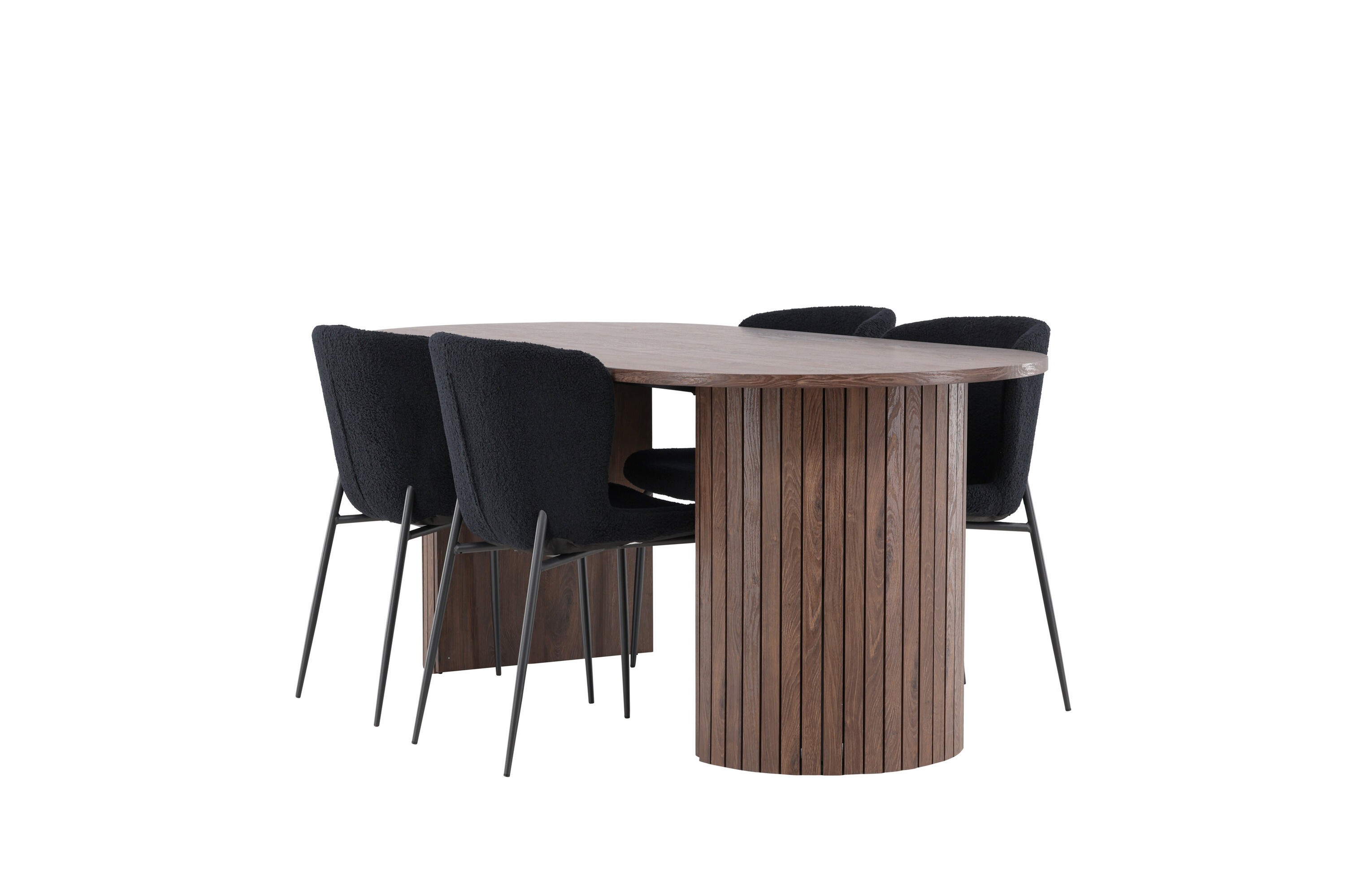 Härön Matgrupp 200 cm Oval med 4 Modesto stolar Mocca/Svart