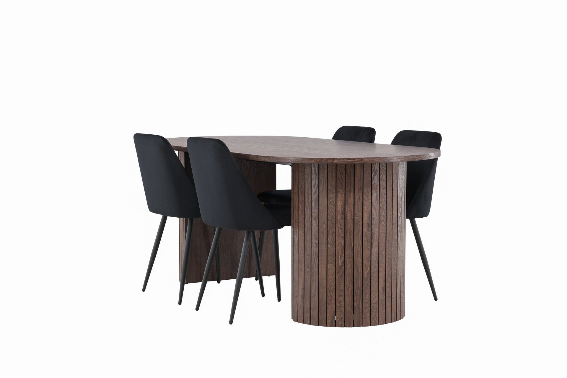 H&auml;r&ouml;n Matgrupp 200 cm Oval med 4 Night stolar - Mocca/Svart