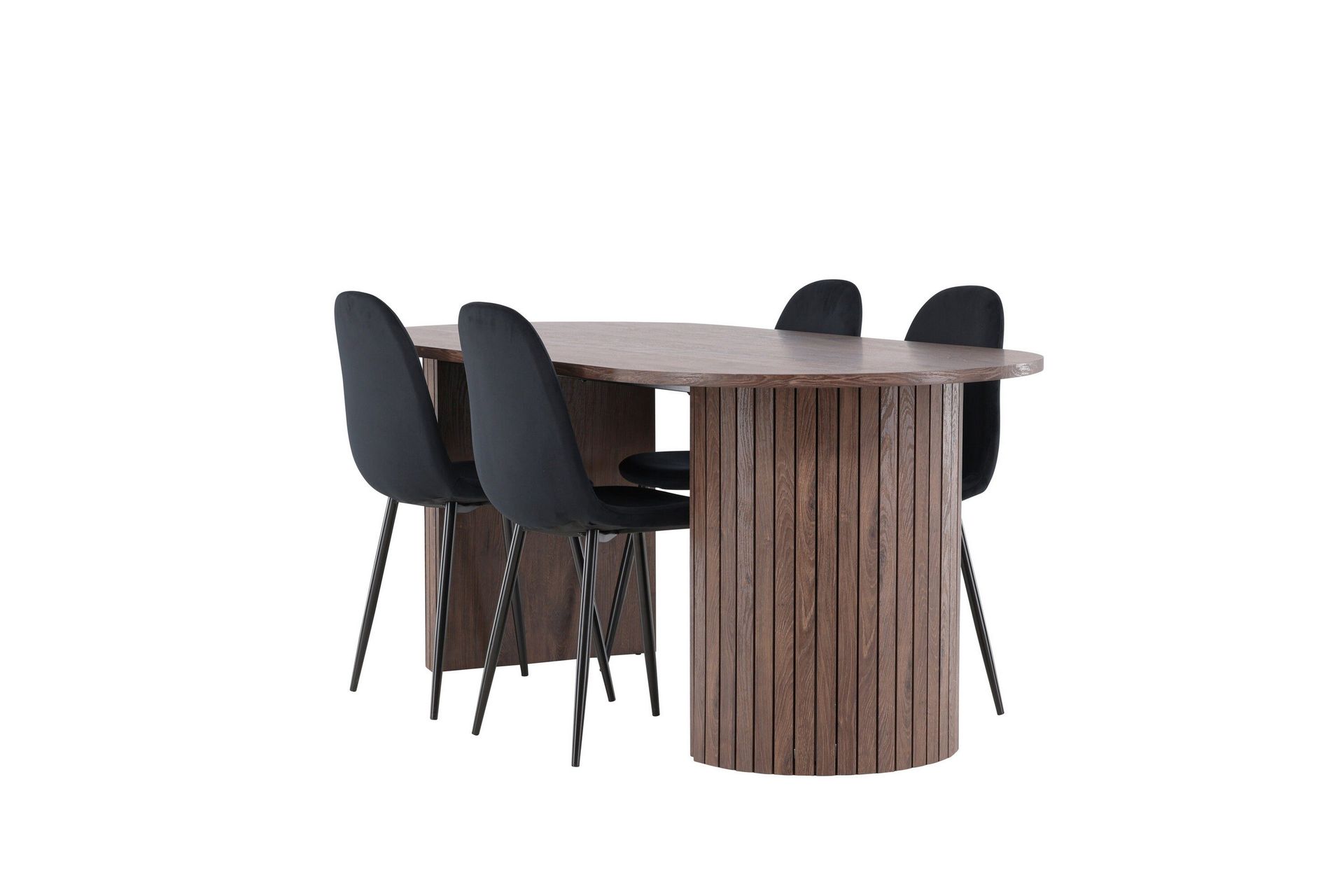 H&auml;r&ouml;n Matgrupp 200 cm Oval med 4 Polar stolar - Mocca/Svart