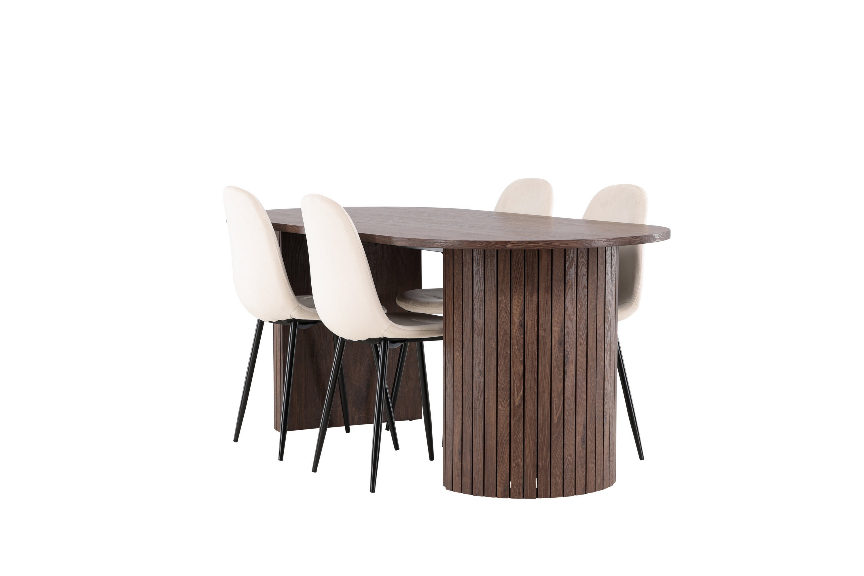 härön matgrupp 200 cm oval med 4 polar stolar - mocca/beige