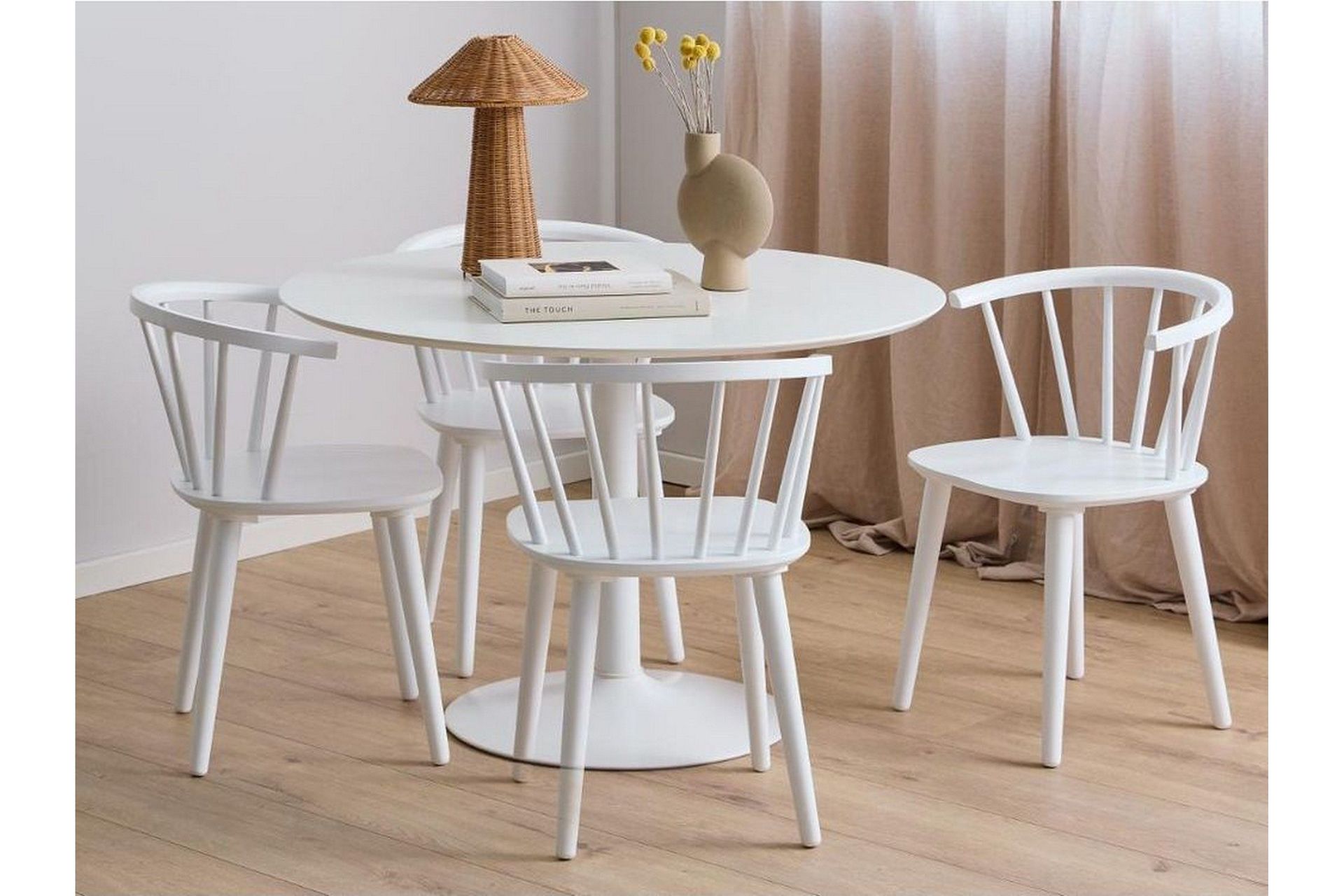 Ibiza Matgrupp Rund 110 cm + 4 st Matstolar - Vit