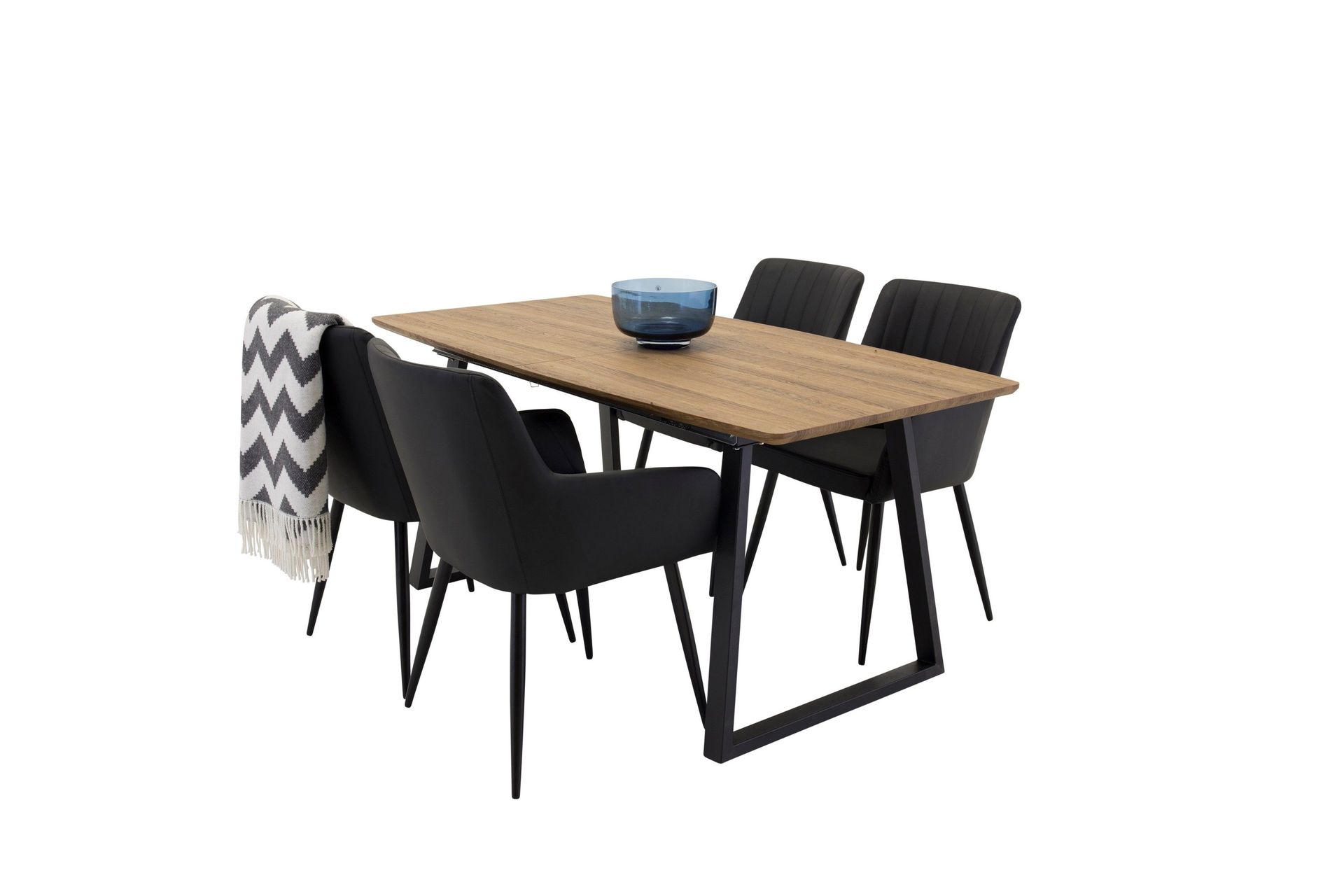 Inca Matgrupp 160 cm Rektangulär med 4 Comfort stolar - Svart