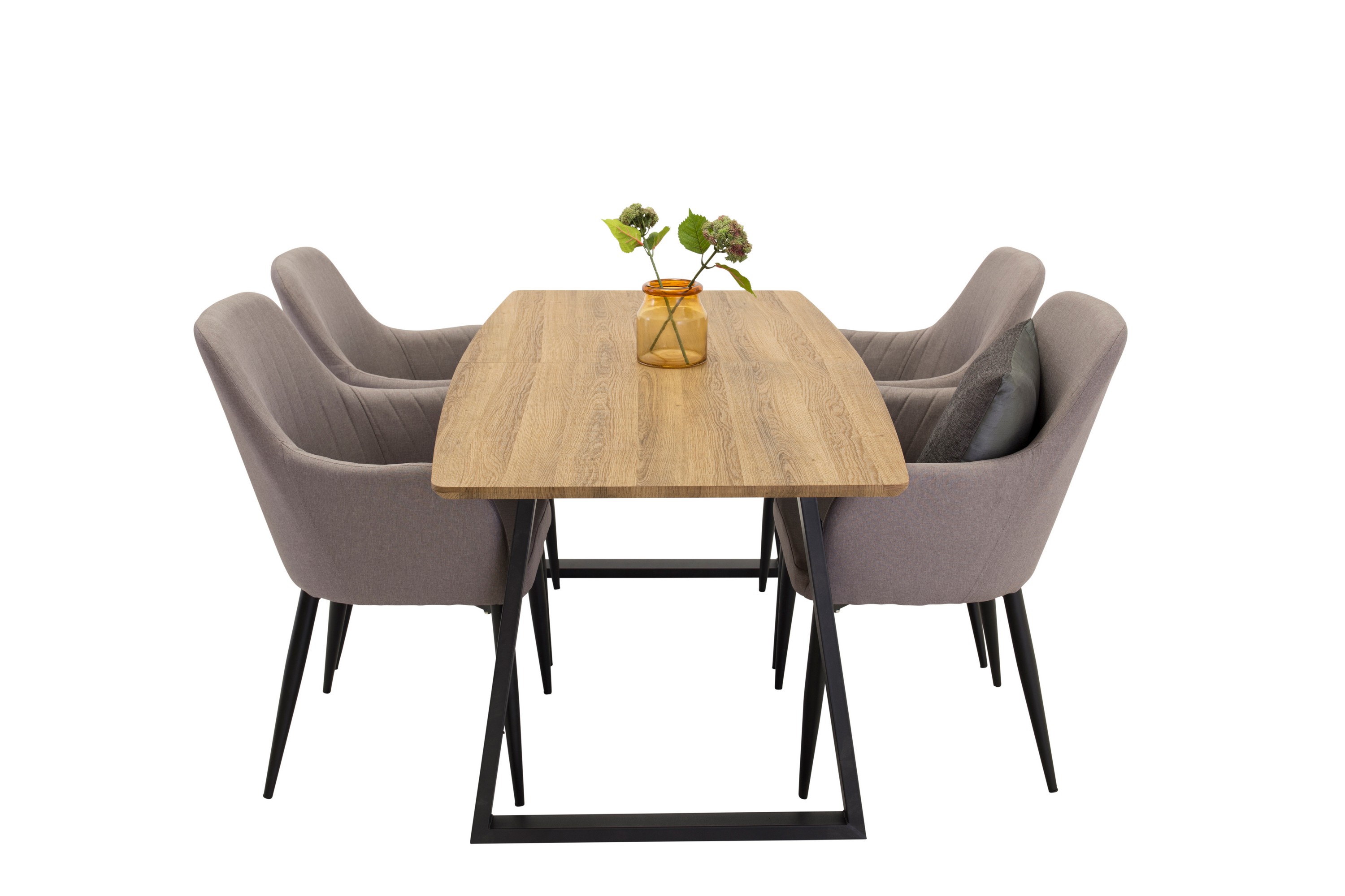 inca matgrupp 160 cm rektangulär med 4 comfort stolar - svart