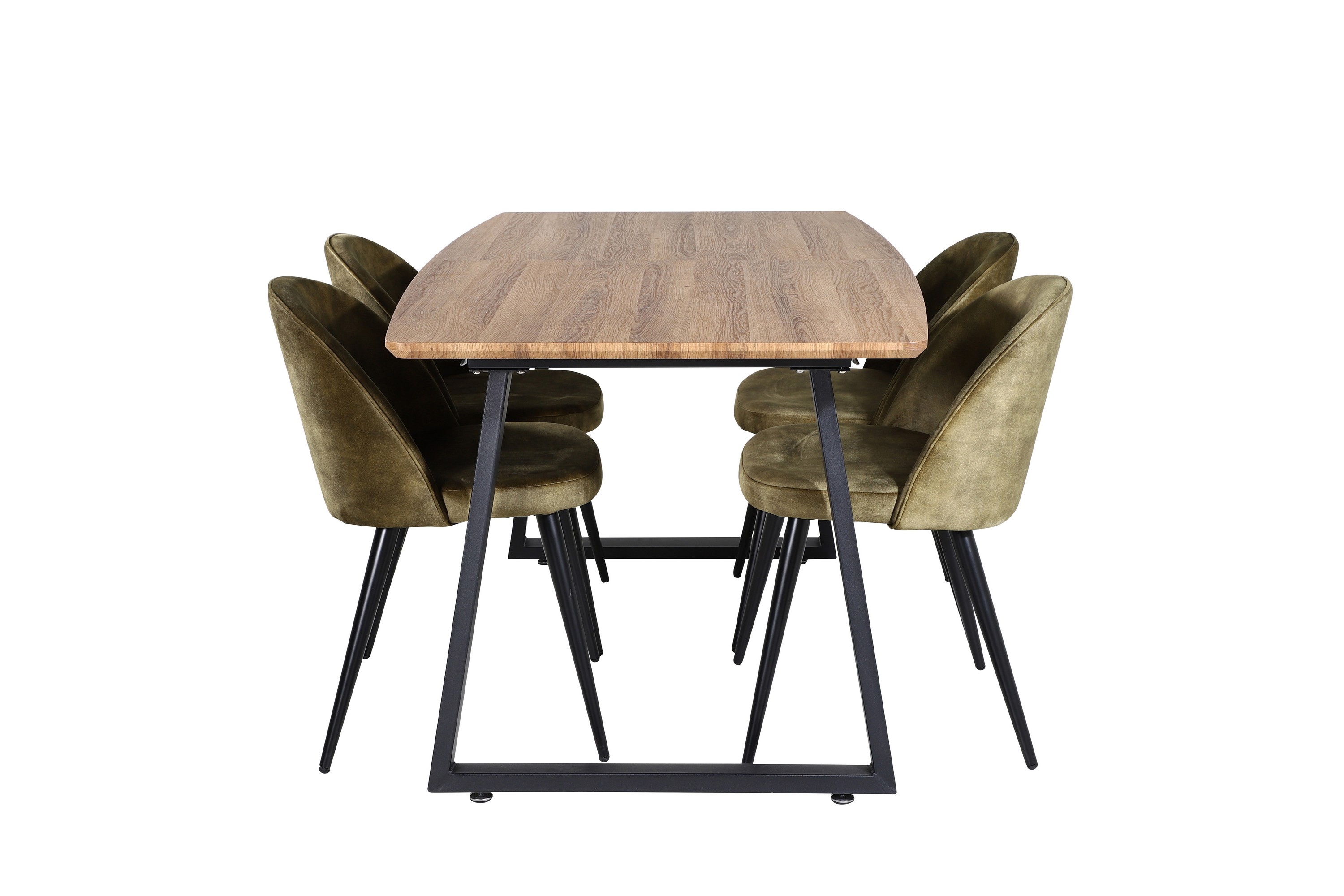 Inca Matgrupp 160 cm Rektangulär med 4 Velvet stolar Svart