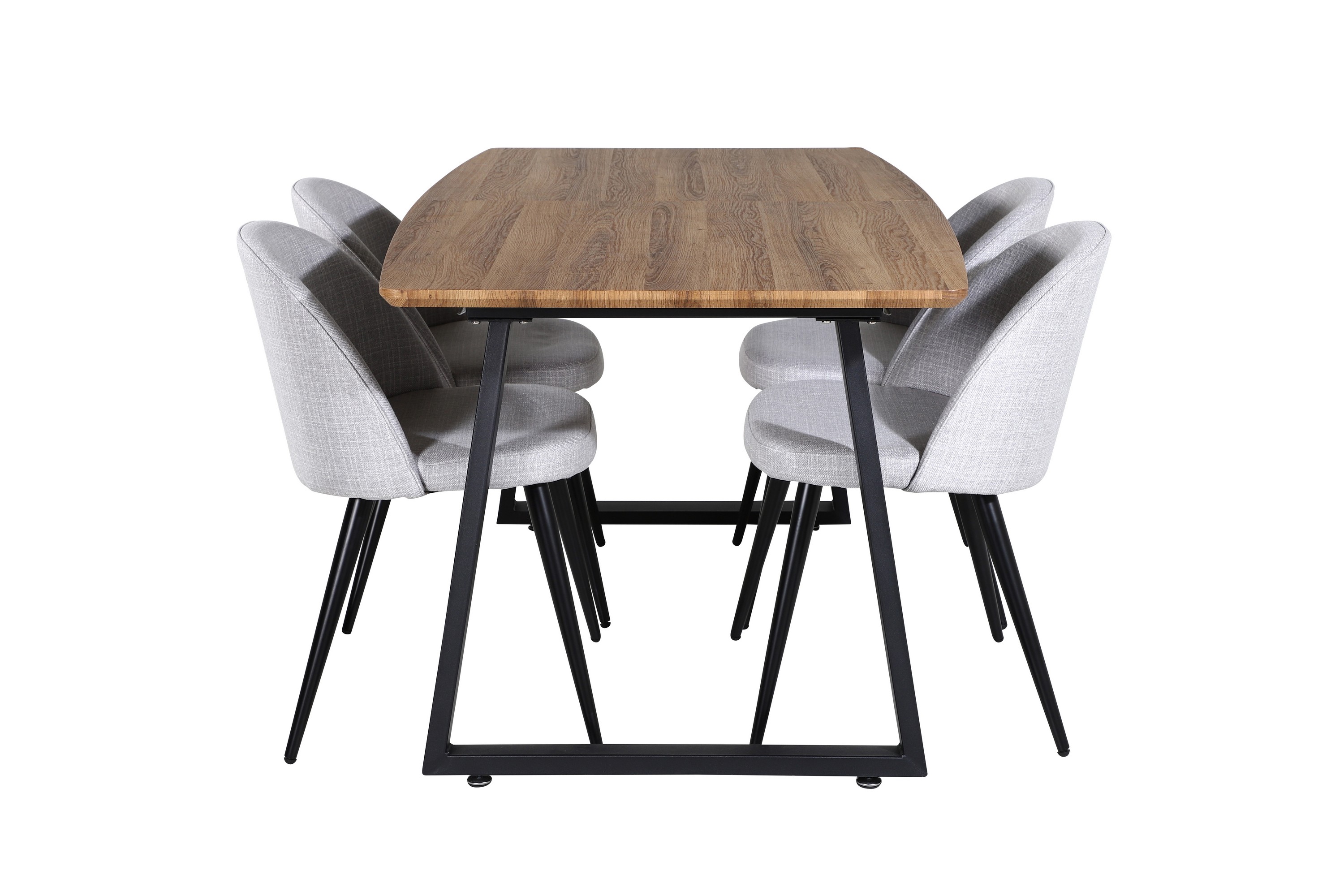 inca matgrupp 160 cm rektangulär med 4 velvet stolar - svart