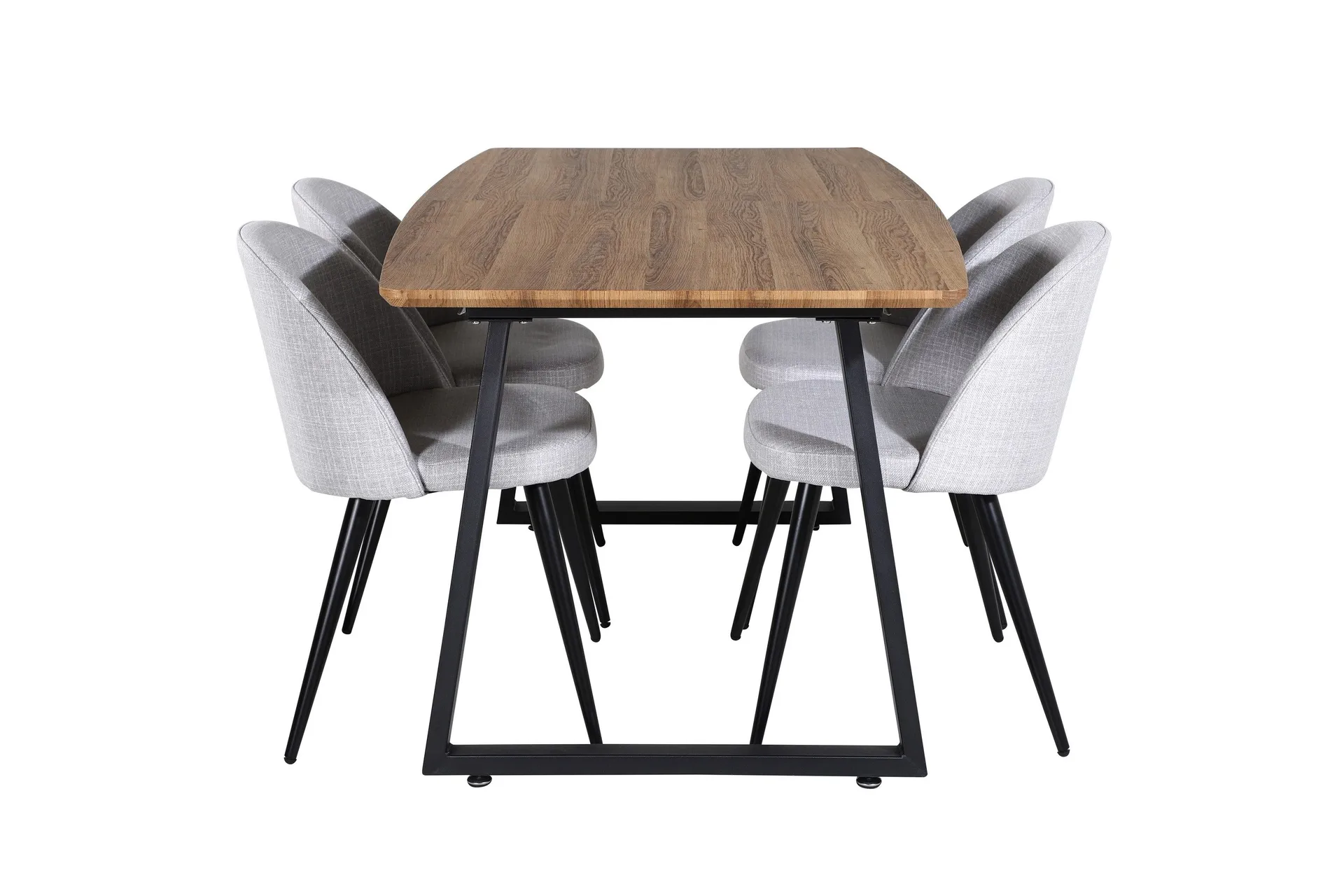 Inca Matgrupp 160 cm Rektangul&auml;r med 4 Velvet Stolar - Svart