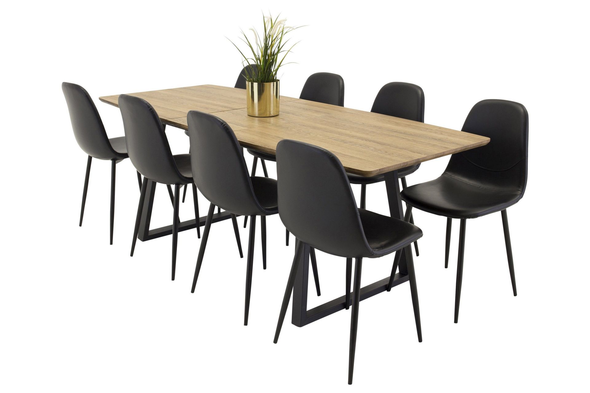 inca matgrupp 160 cm rektangulär med 8 polar stolar - svart