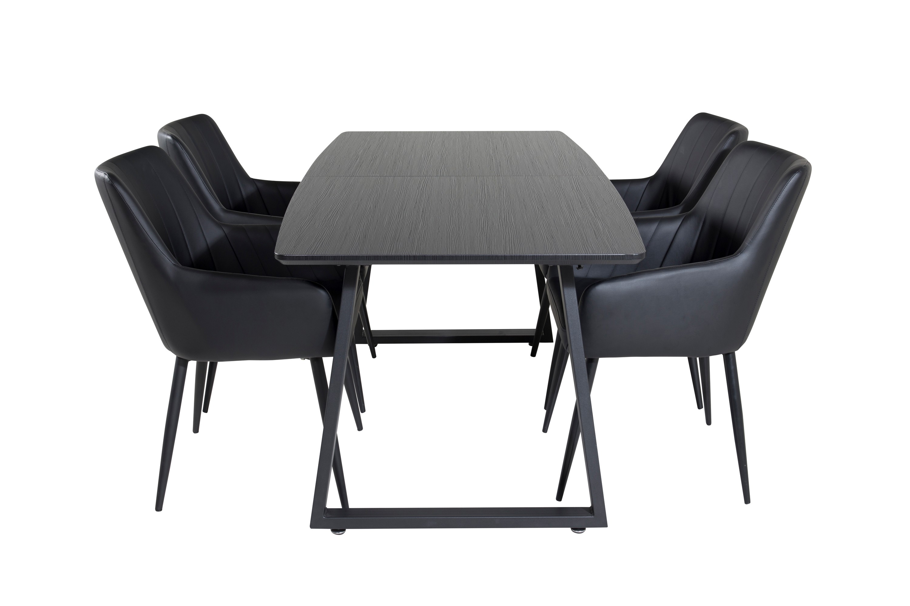 Inca Matgrupp Förlängningsbar 160 cm Rektangulär med 4 Comfort stolar Svart