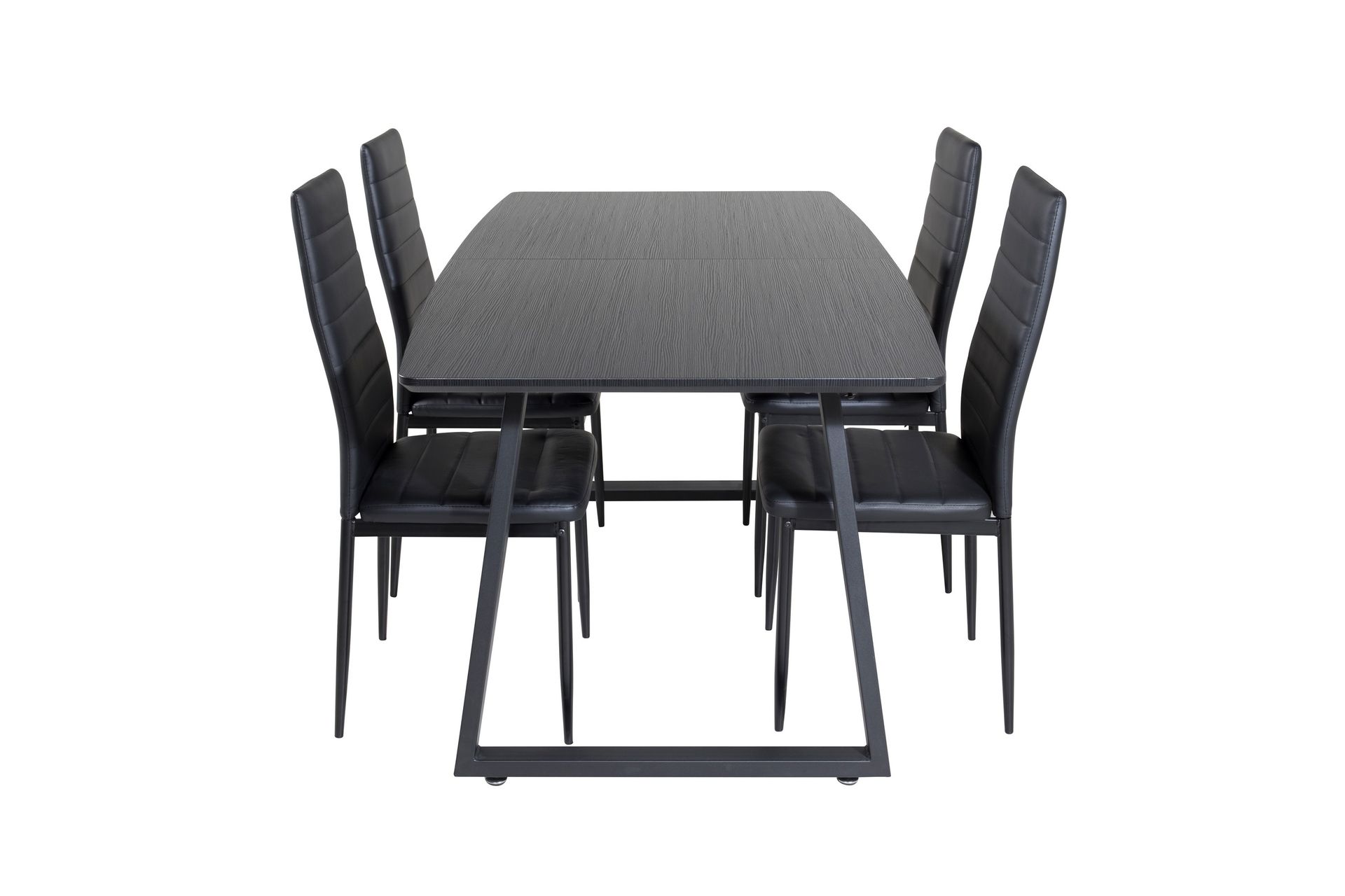 Inca Matgrupp Förlängningsbar 160 cm Rektangulär med 4 Slim stolar - Svart