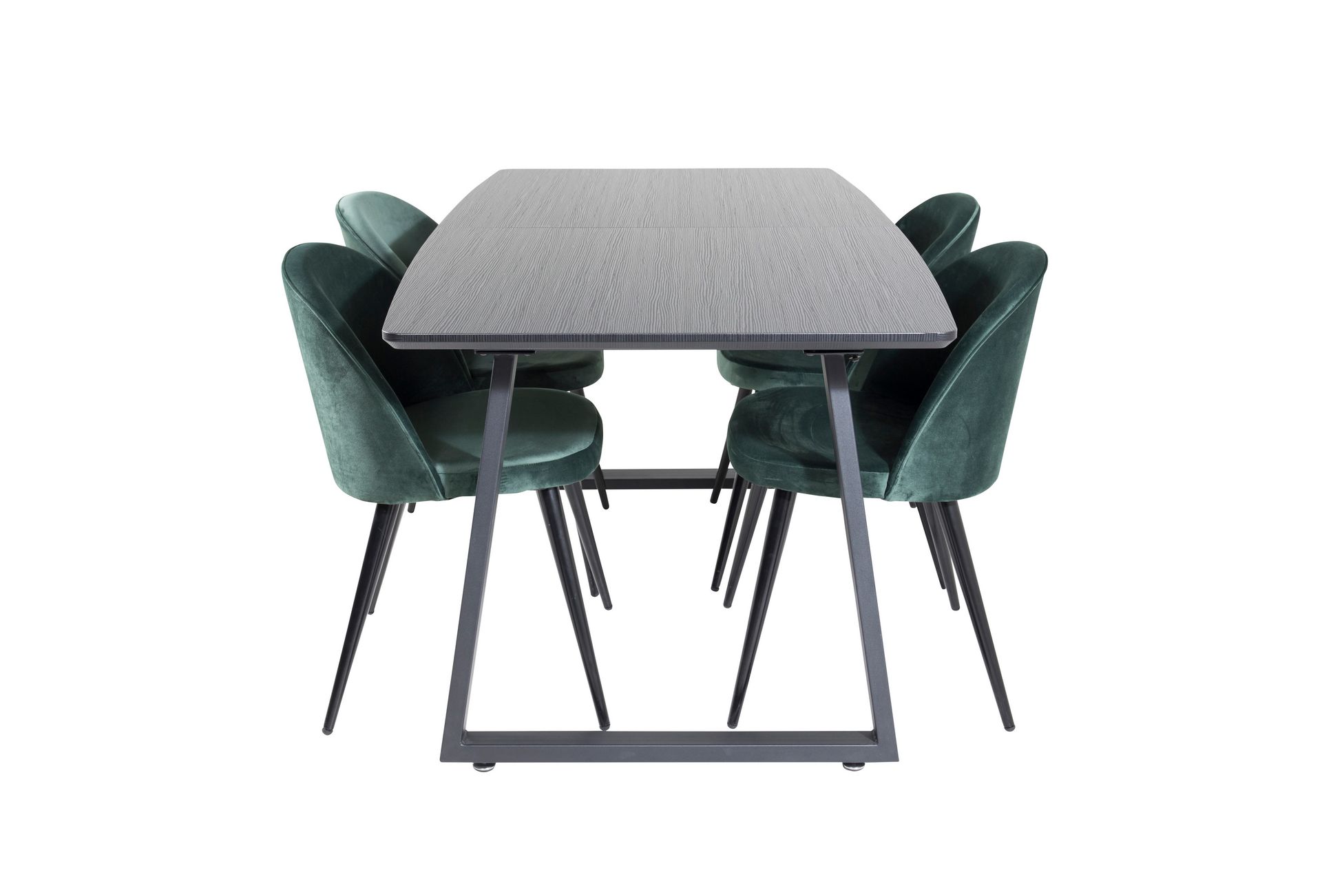 Inca Matgrupp Förlängningsbar 160 cm Rektangulär med 4 Velvet stolar - Svart