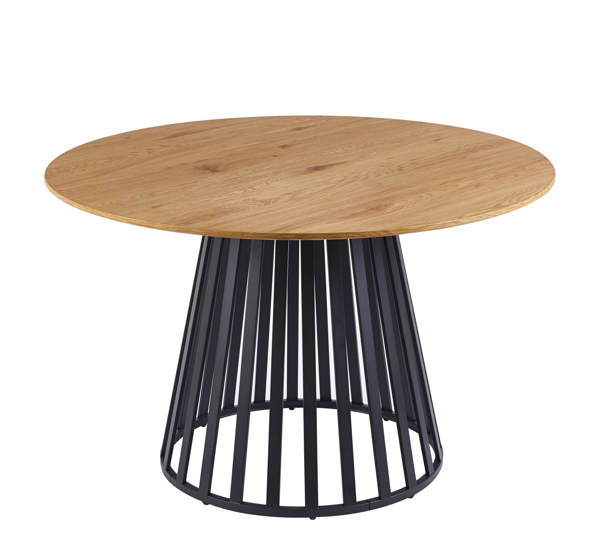 Inez runt matbord Ø120 cm ekfanèr / Svart metall - Ekfanèr / Svart Metall
