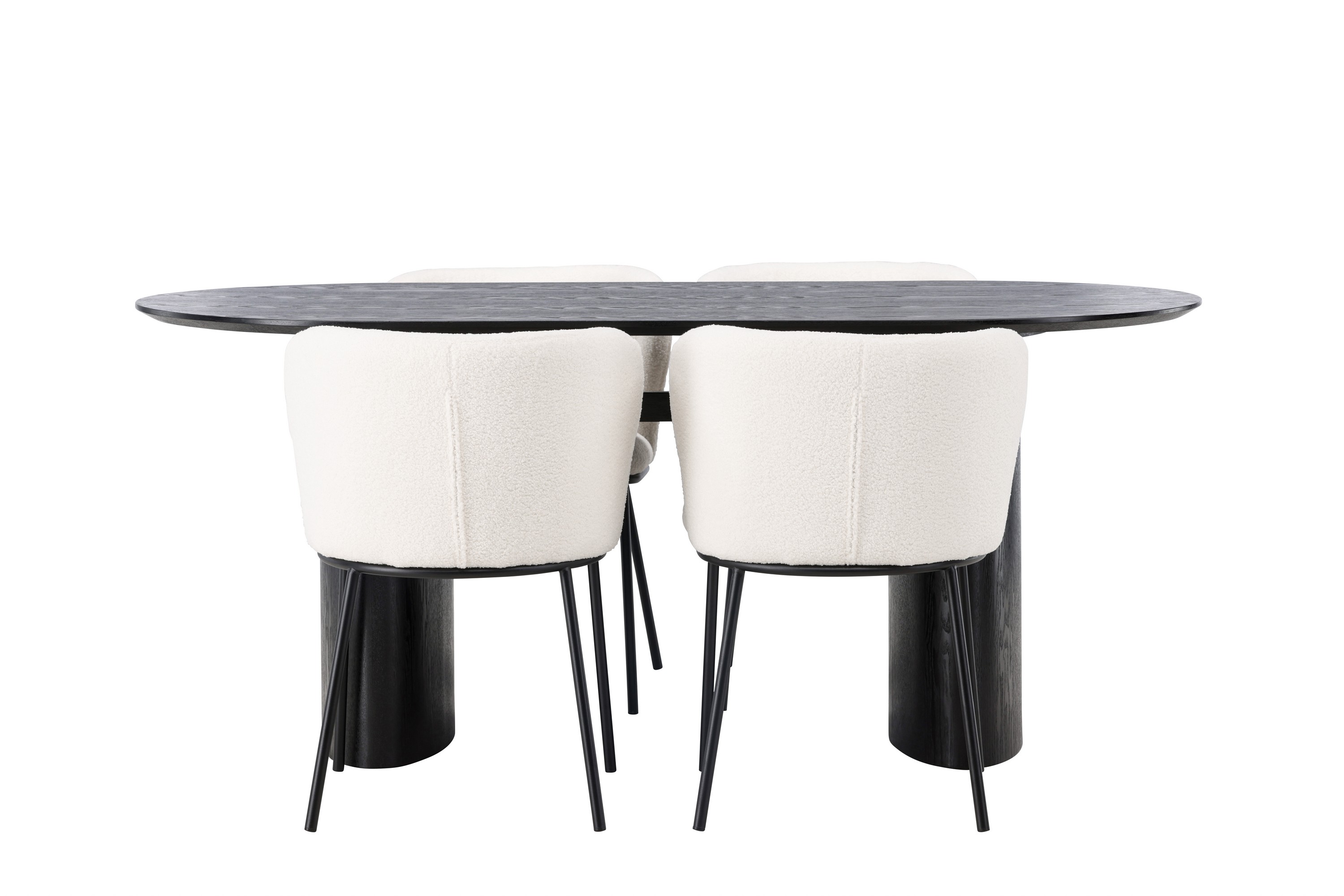 Isolde Matgrupp 180 cm Oval med 4 Edina Stolar Svart