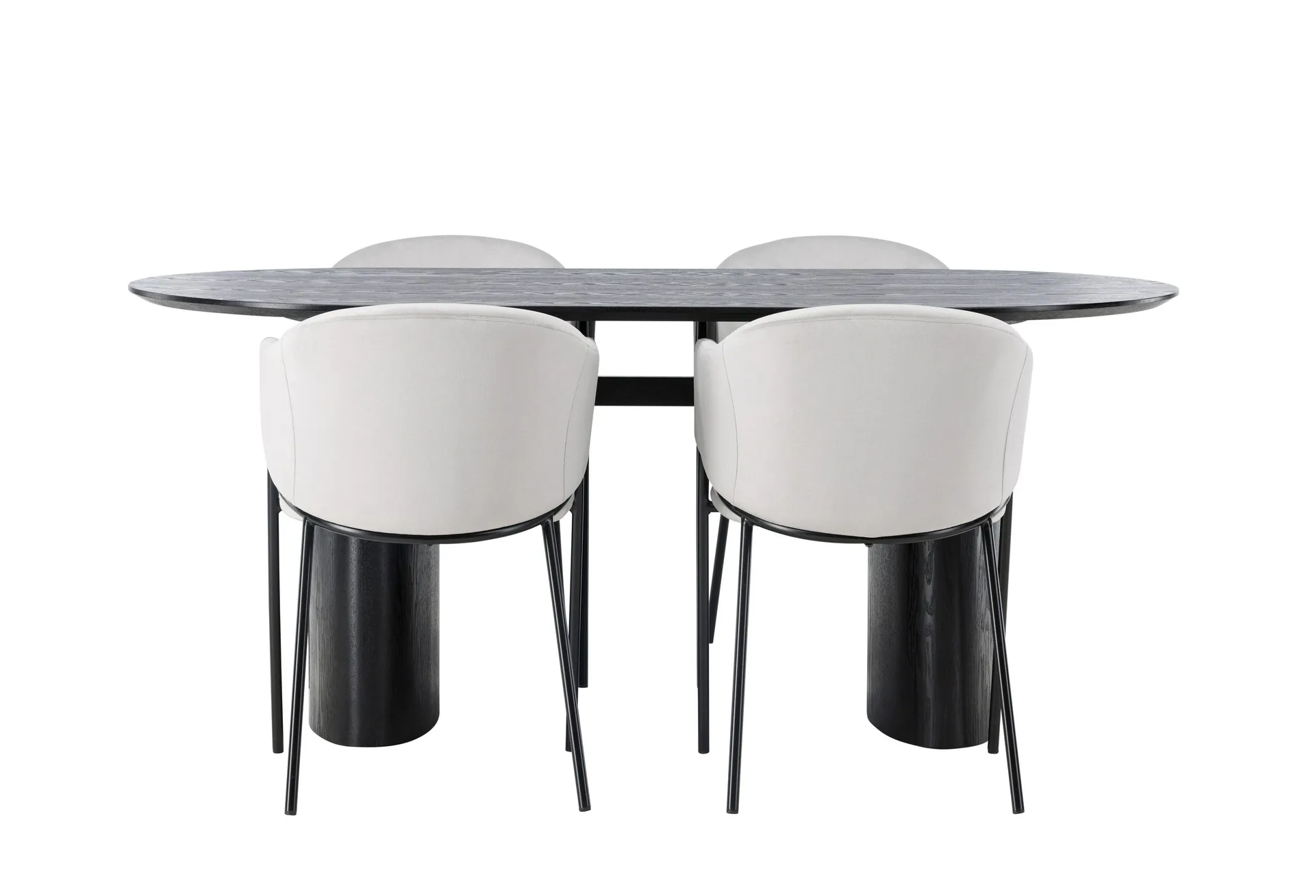 Isolde Matgrupp 180 cm Oval med 4 Evelina stolar - Svart