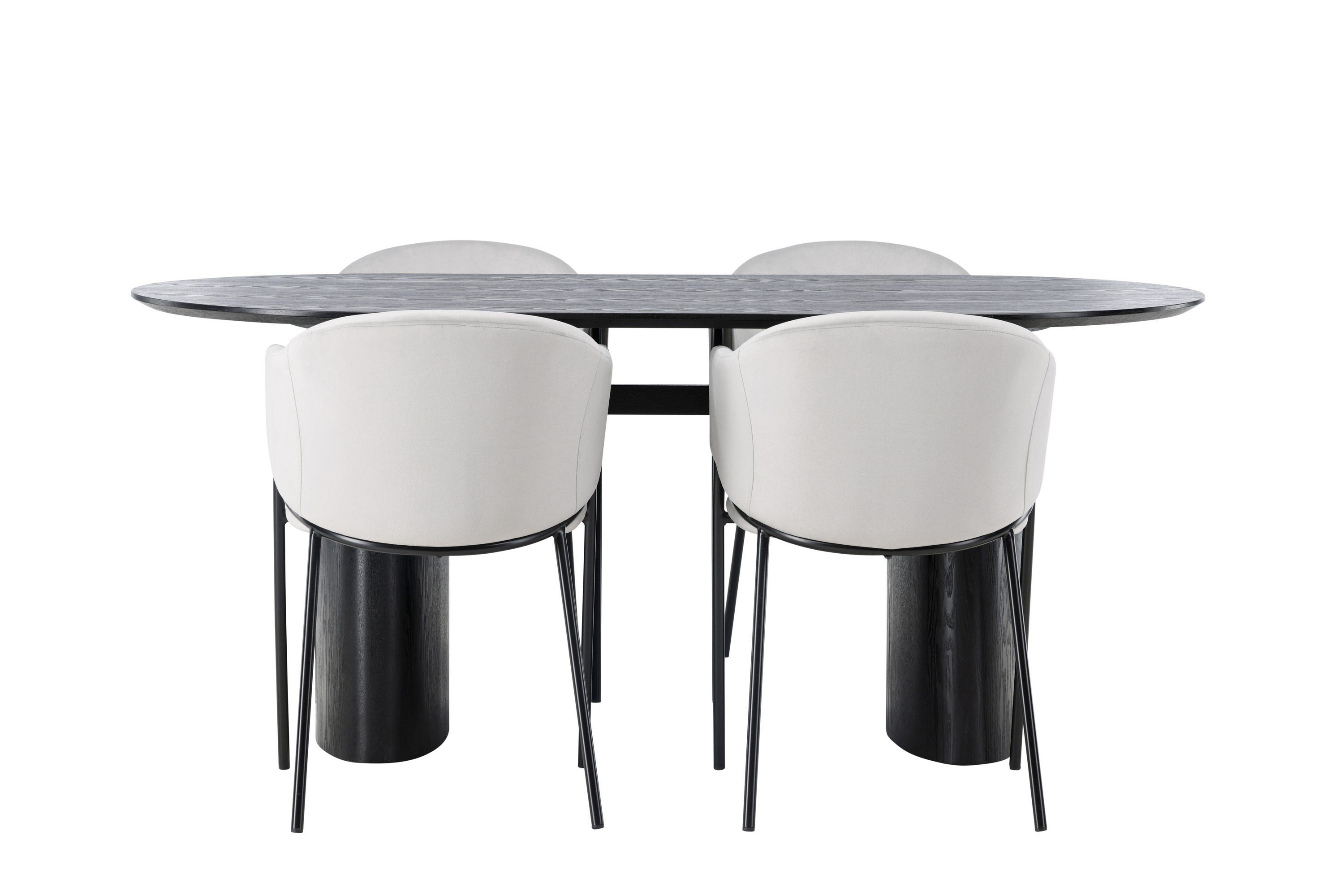 Isolde Matgrupp 180 cm Oval med 4 Evelina stolar Svart