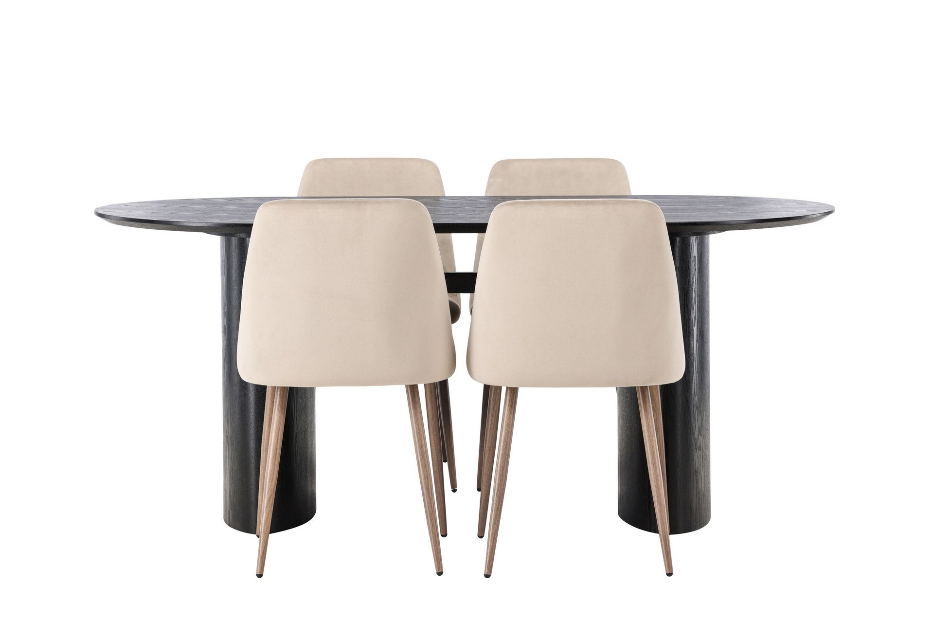 isolde matgrupp 180 cm oval med 4 night stolar - svart