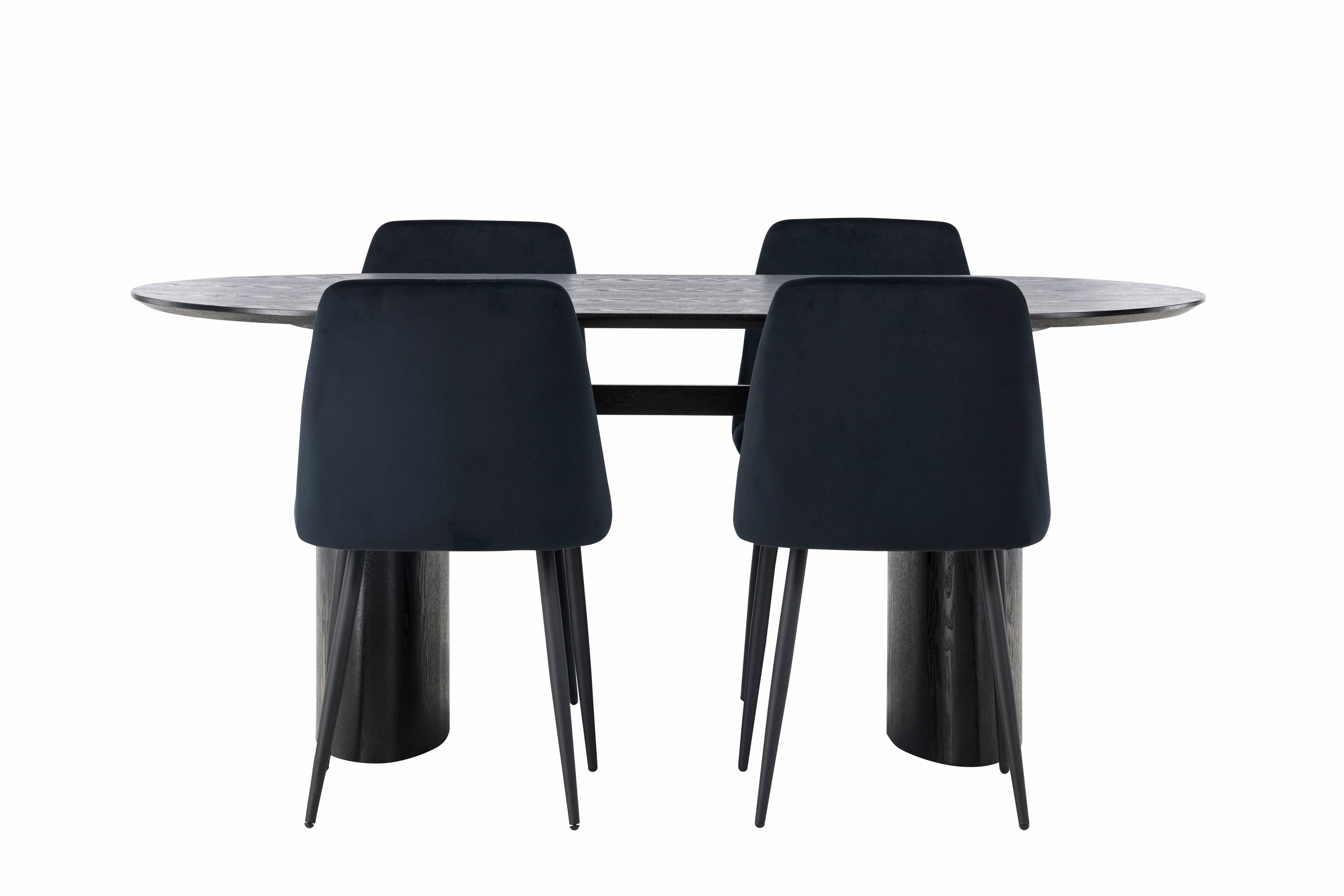 Isolde Matgrupp 180 cm Oval med 4 Night stolar Svart