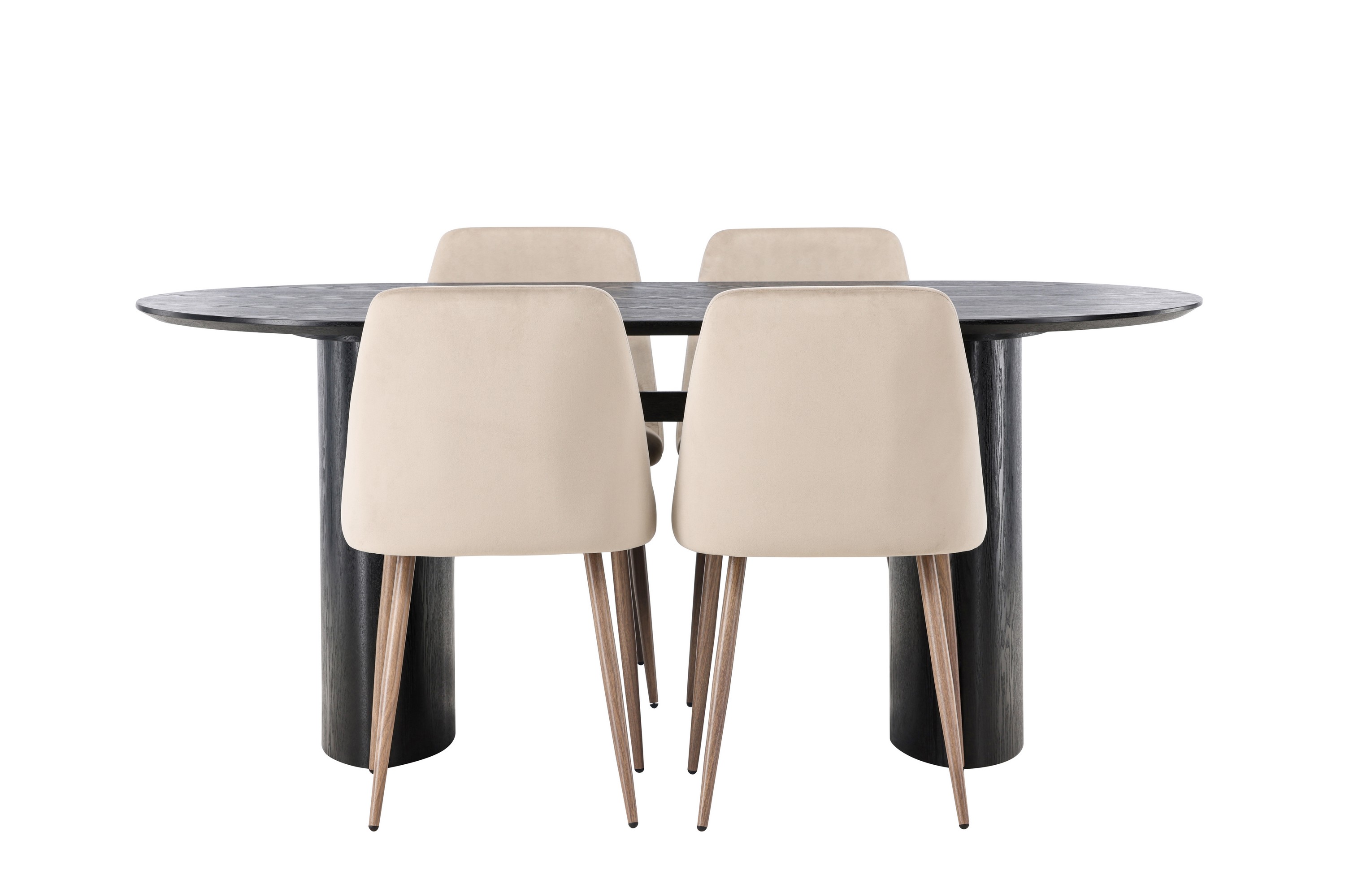 isolde matgrupp 180 cm oval med 4 night stolar - svart