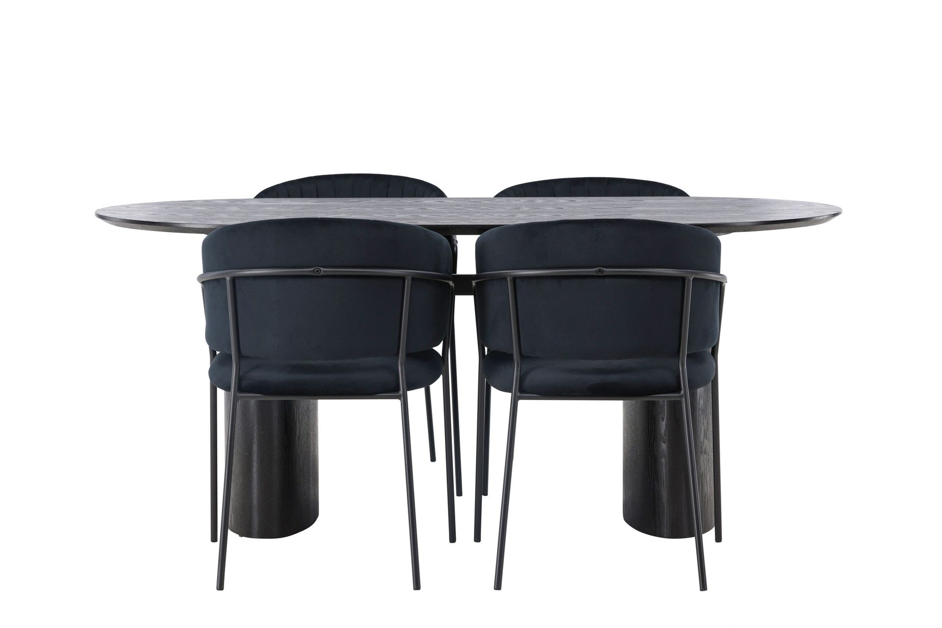 isolde matgrupp 180 cm oval med 4 selma stolar - svart